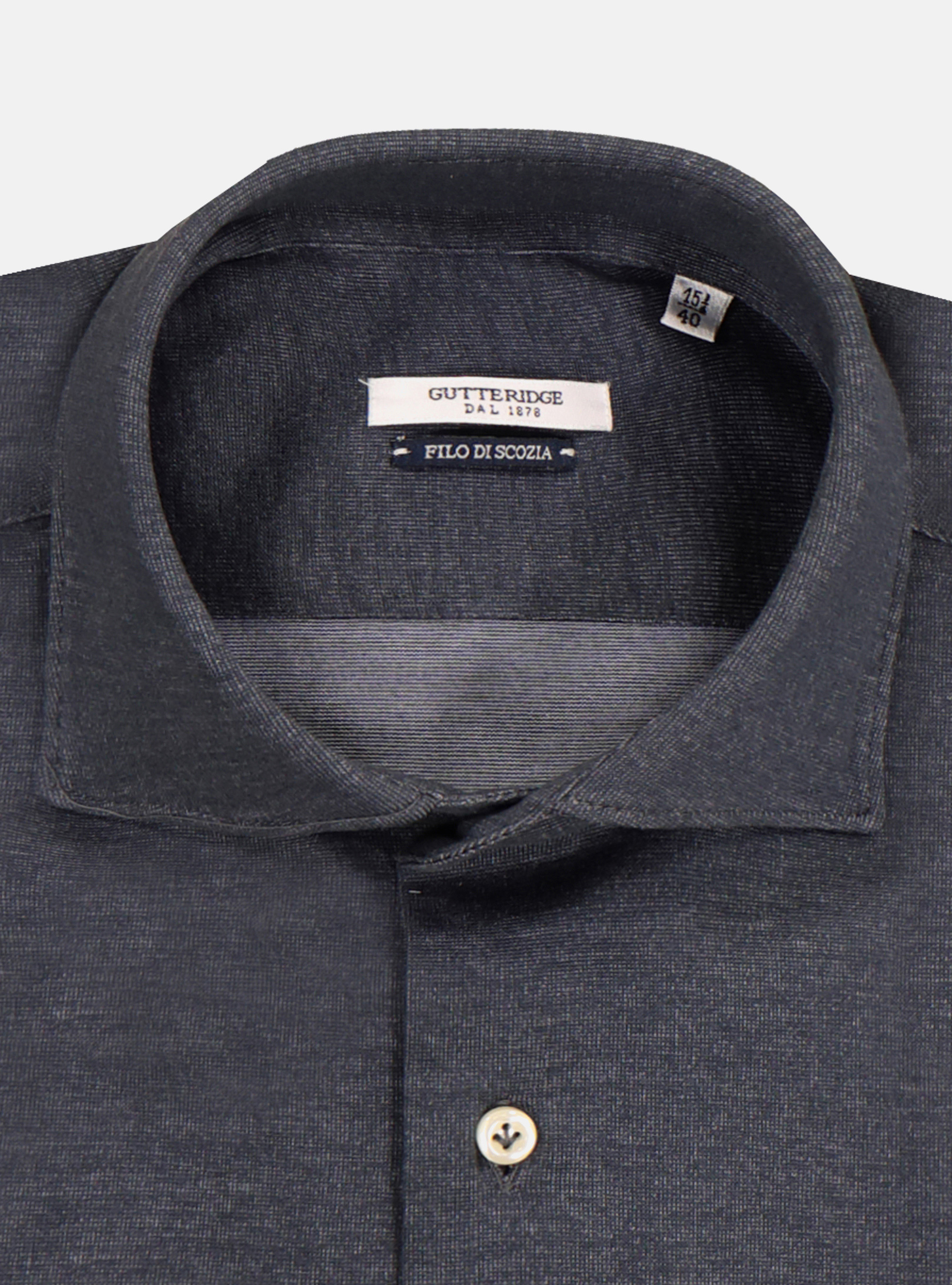 SHIRT WITH JERSEY MAKO COTTON FRENCH COLLAR, ASPHALT GREY