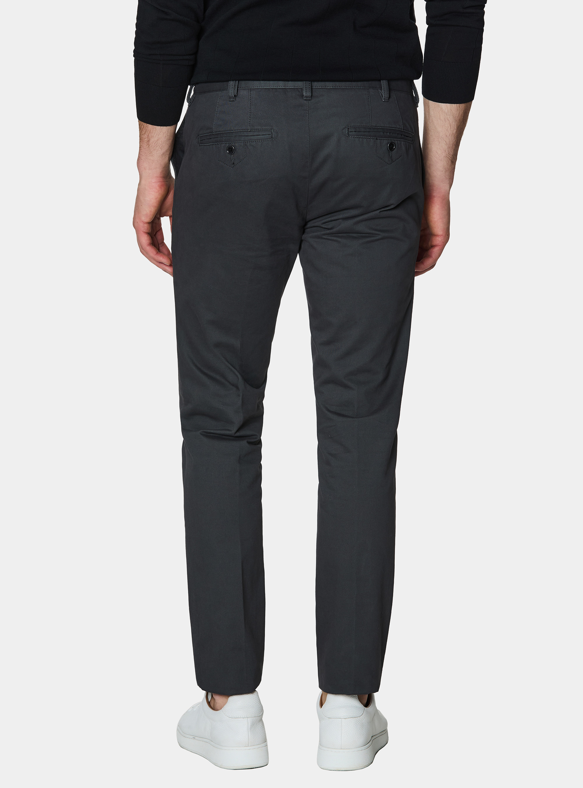 Cotton twill chino trousers, ASPHALT GREY