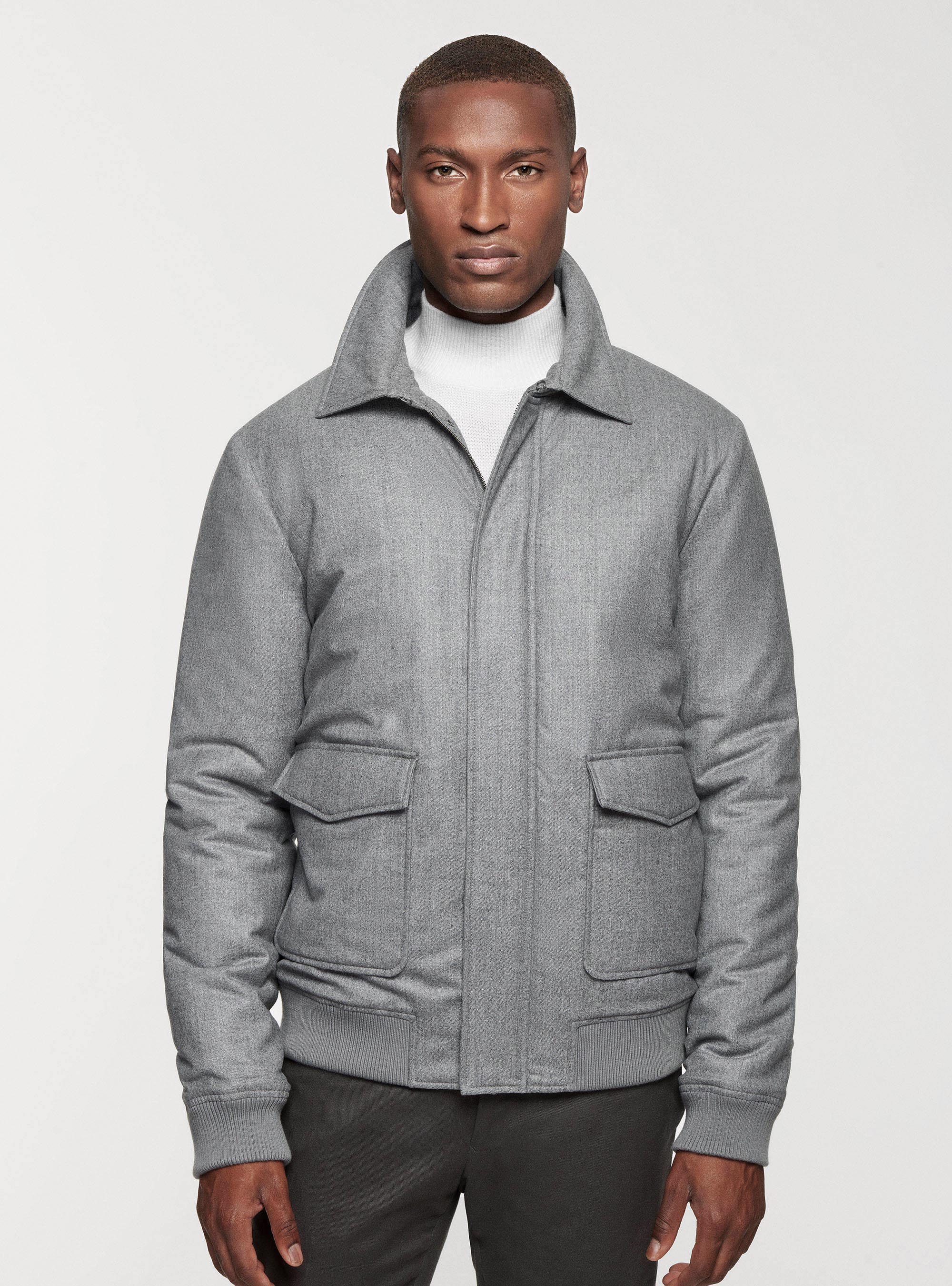 Gutteridge - Blouson bomber en flanelle, , Gris Clair Mã Langã, Taille: 54