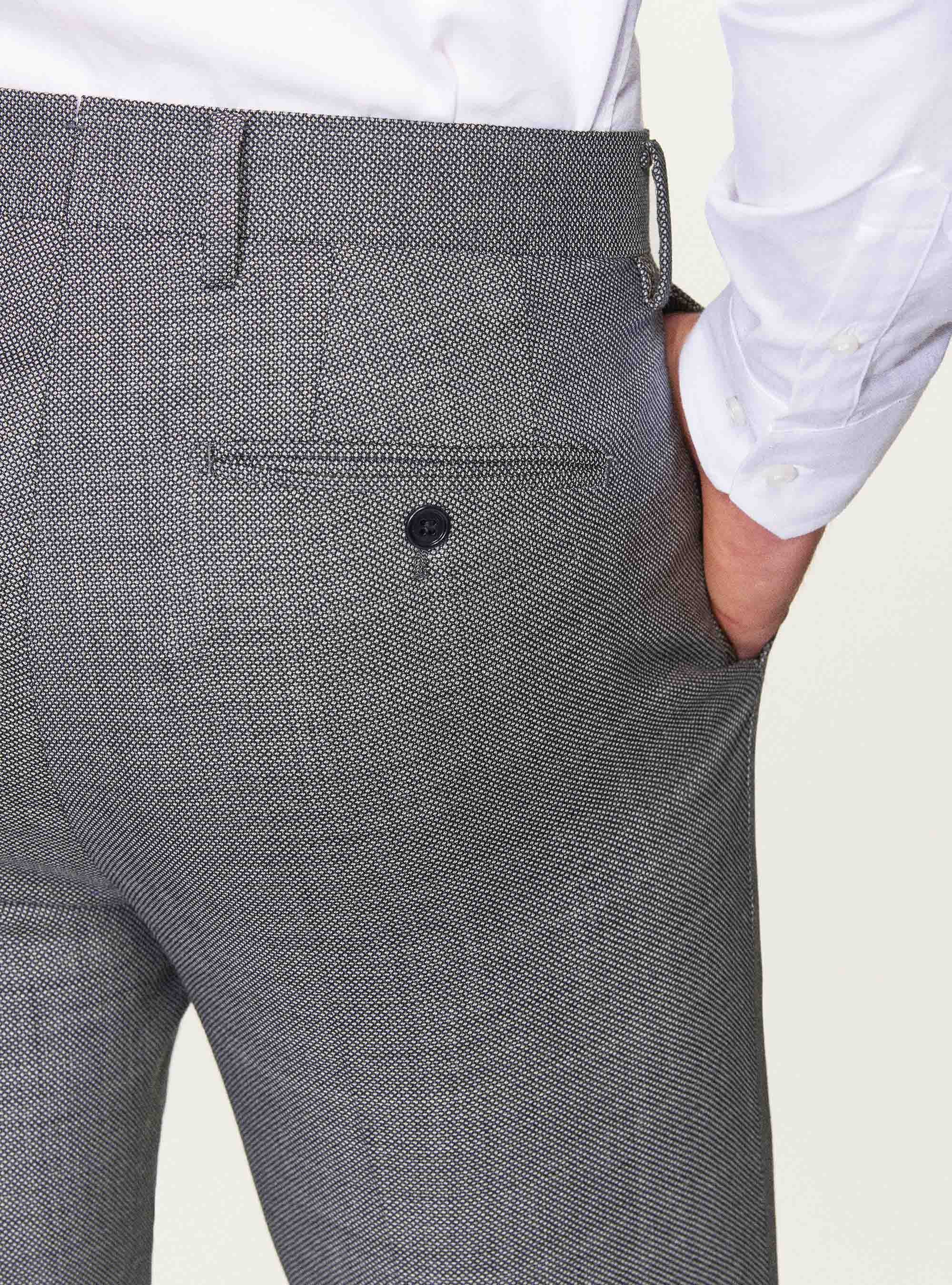 Pure wool partridge eye suit trousers, ASPHALT GREY