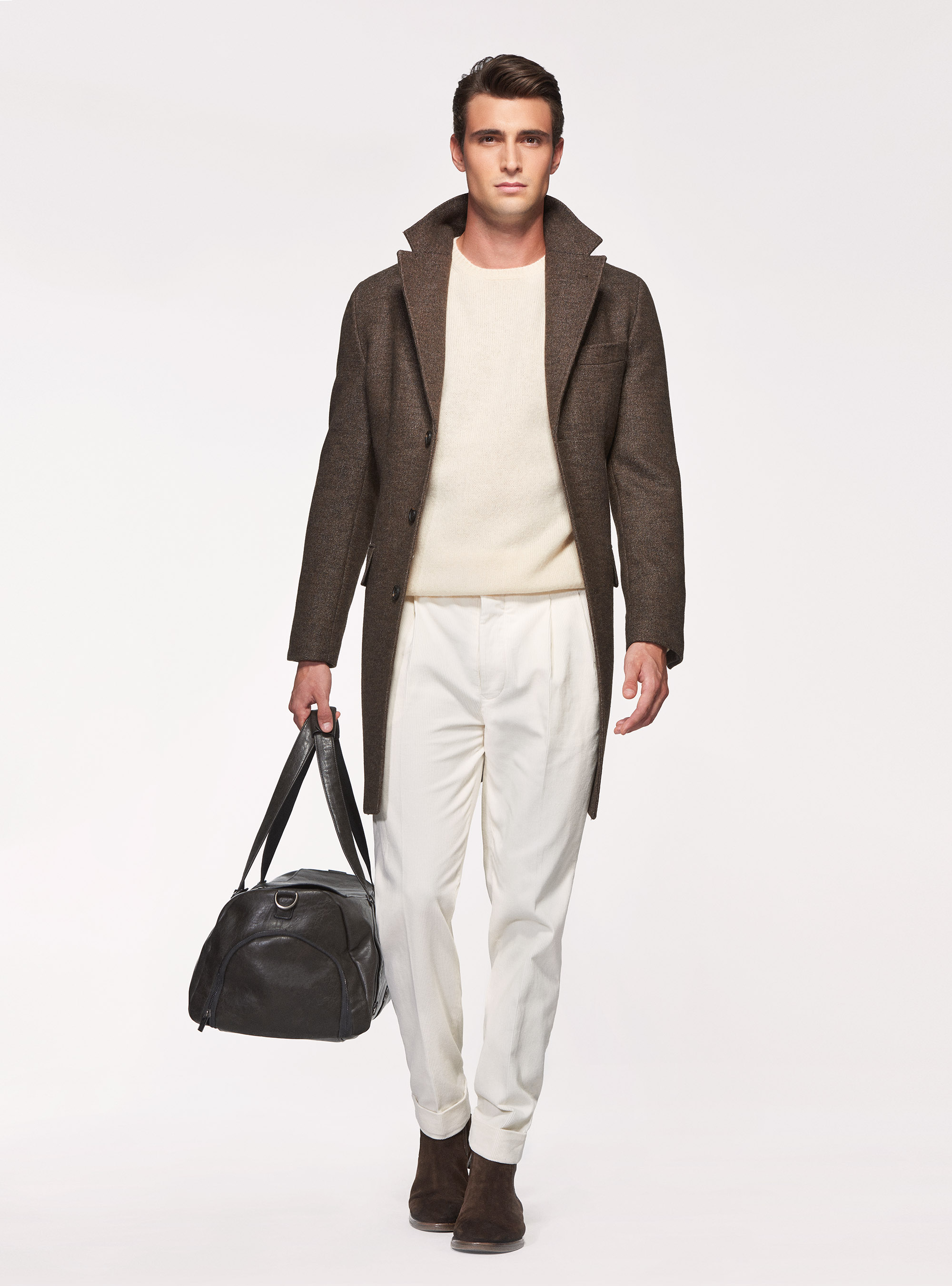 Maglia girocollo in pura lana shetland, BIANCO