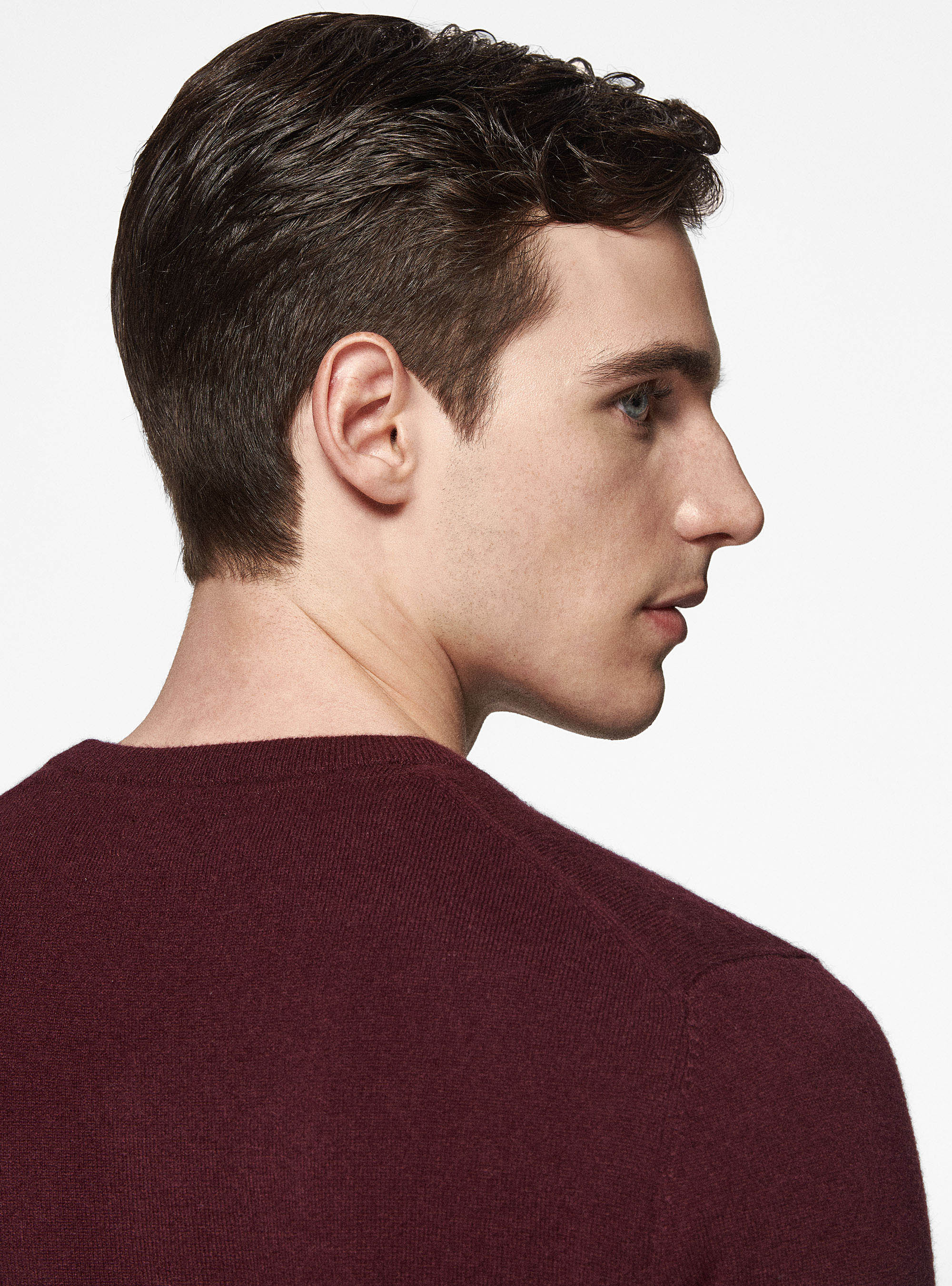 Punto de cachemira con cuello redondo, BURDEOS
