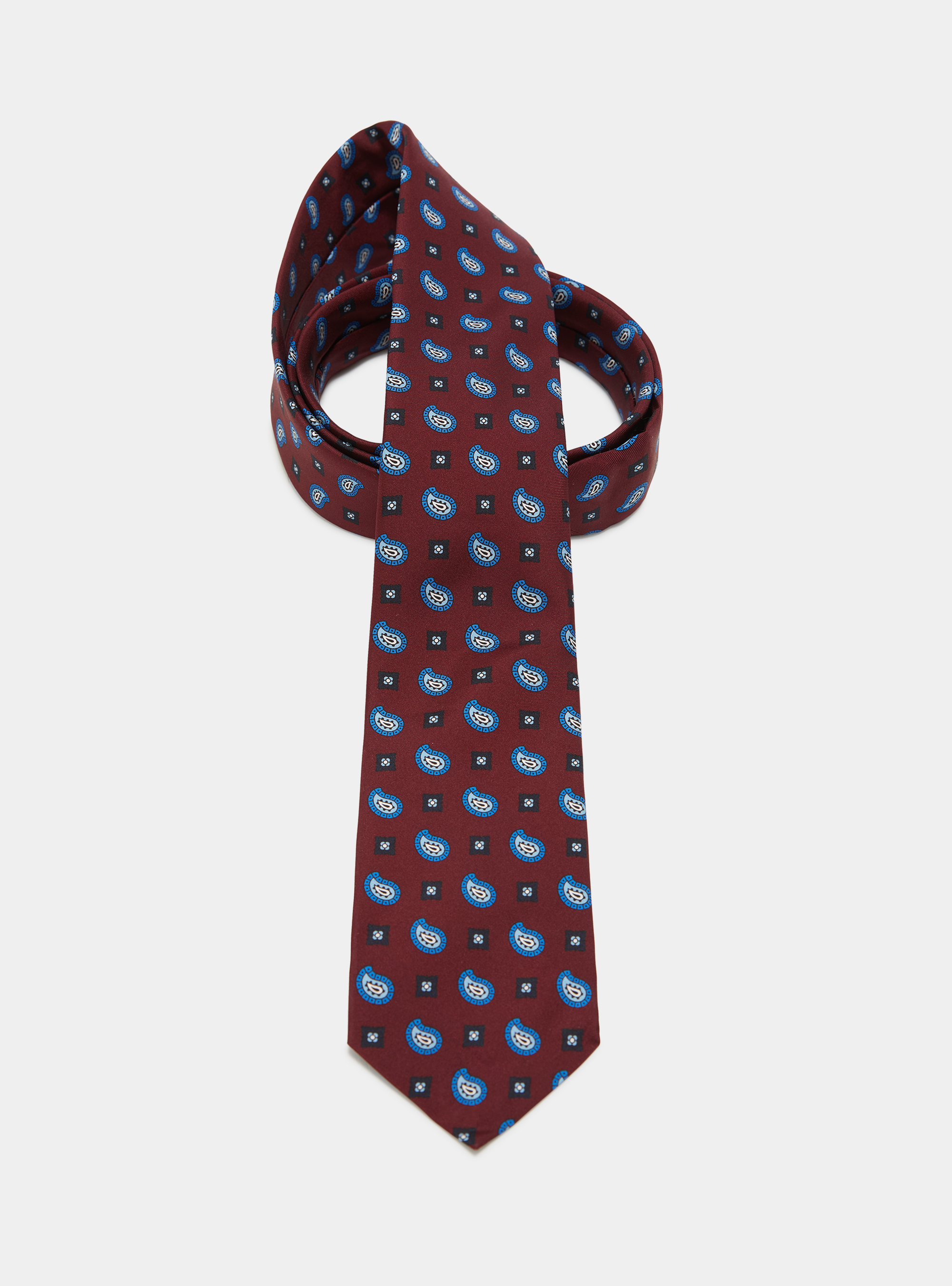 Paisley pattern silk tie, BORDEAUX