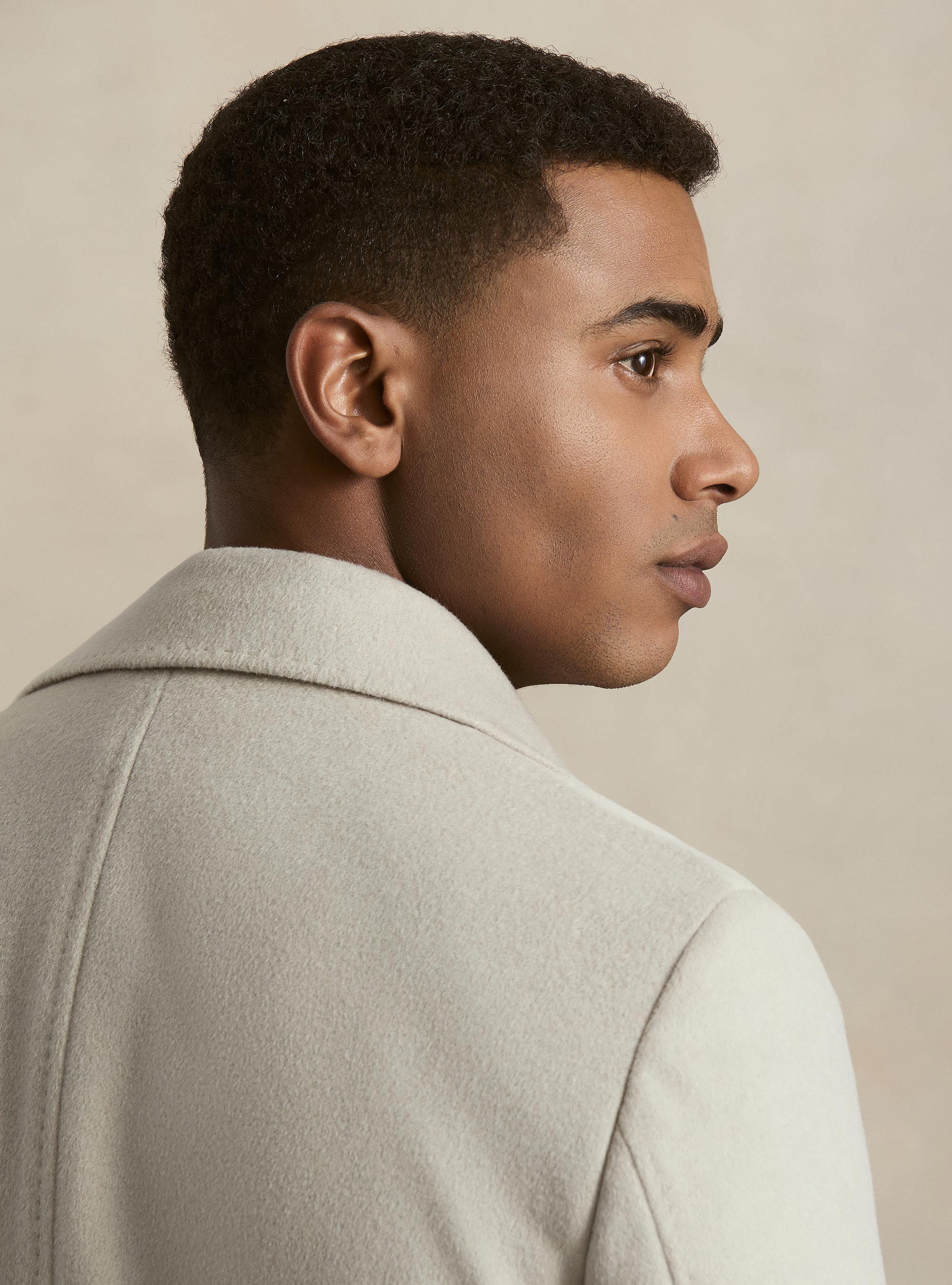 Single-breasted wool and cashmere coat, ECRU 0536C