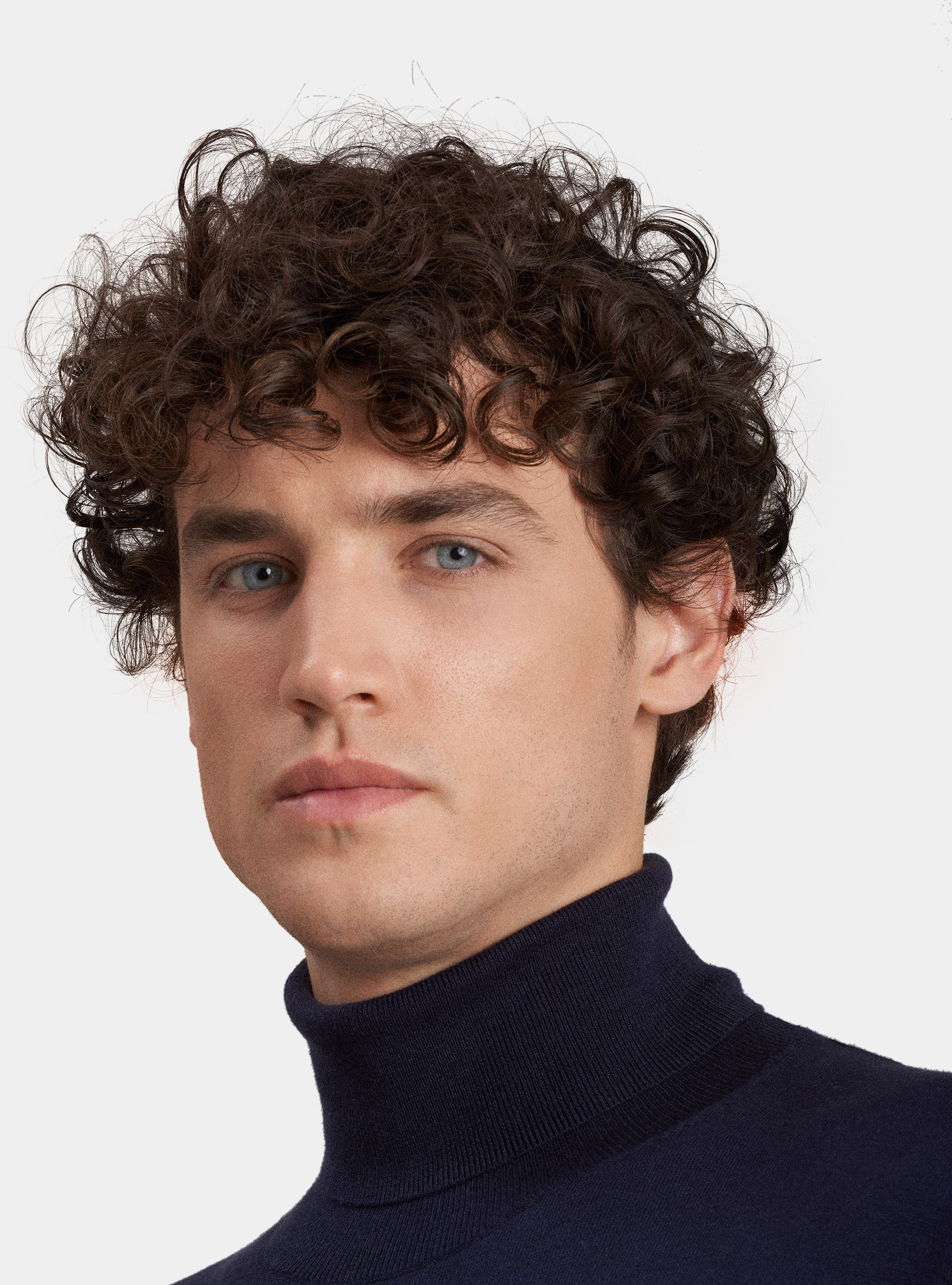 Cotton silk and cashmere turtleneck sweater, NAVY BLUE