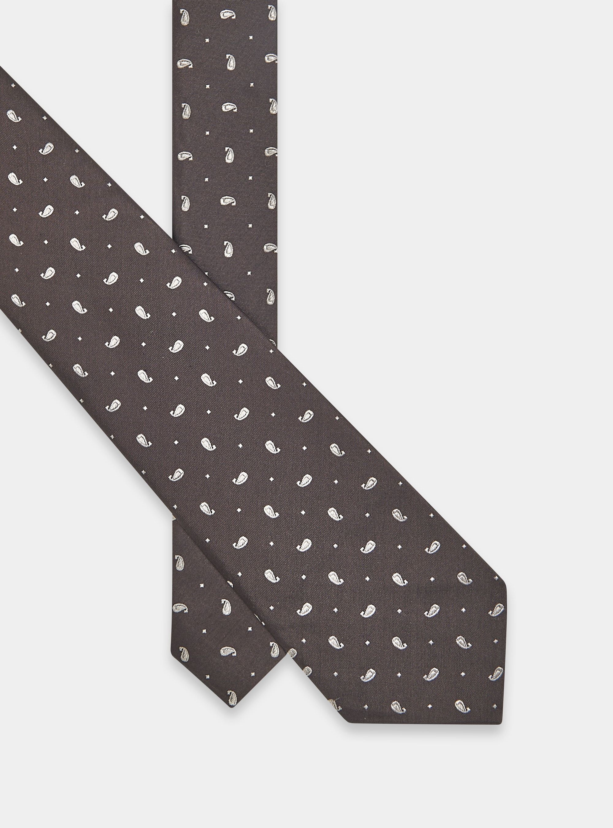 Corbata de seda jacquard, BROWN/ECRU B093