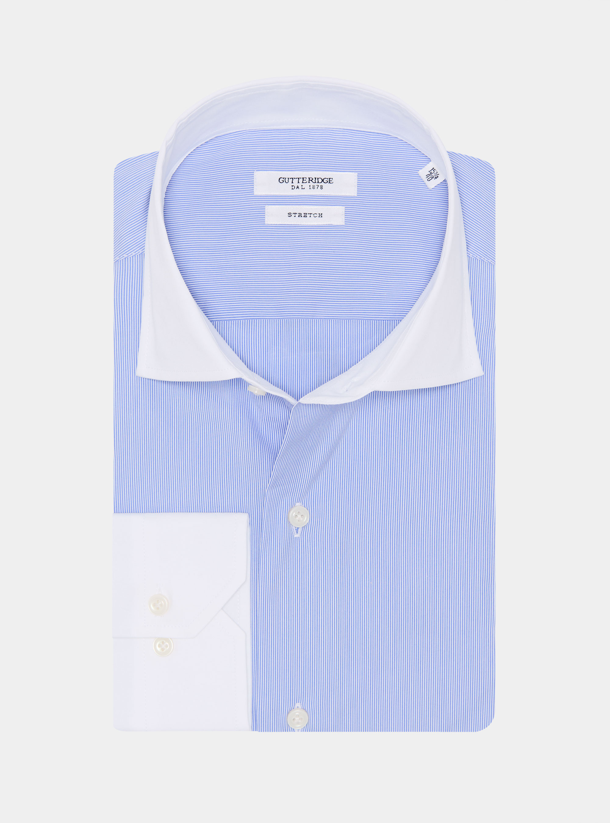 Stretch poplin striped shirt with contrasts, LIGHT BLUE