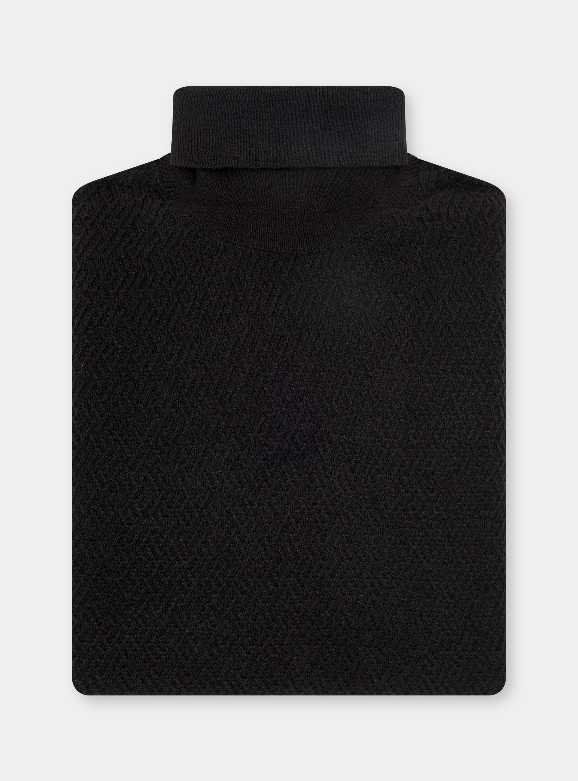 Textured wool-blend turtleneck, BLACK