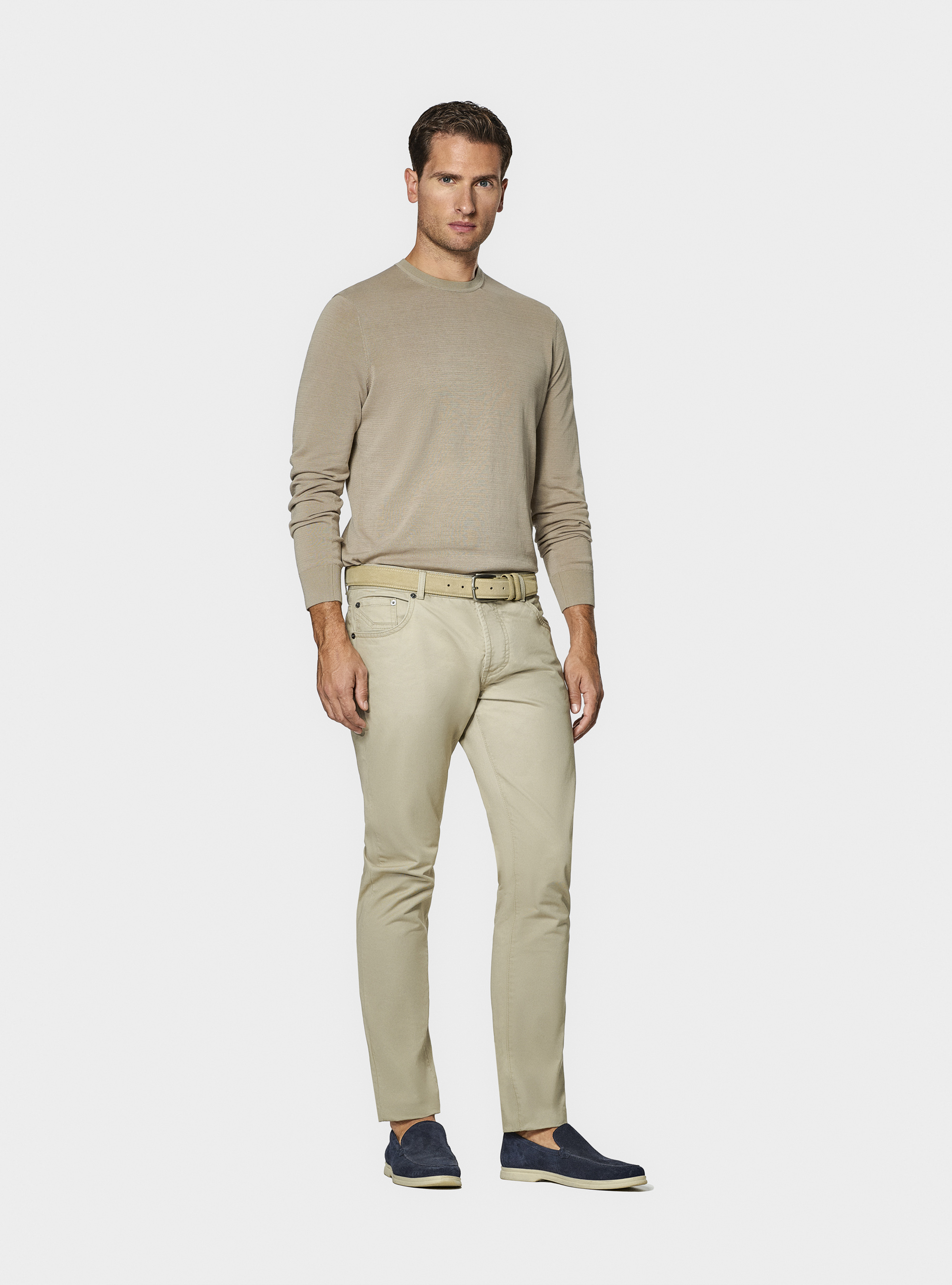 Cotton twill 5-pocket trousers, SAND