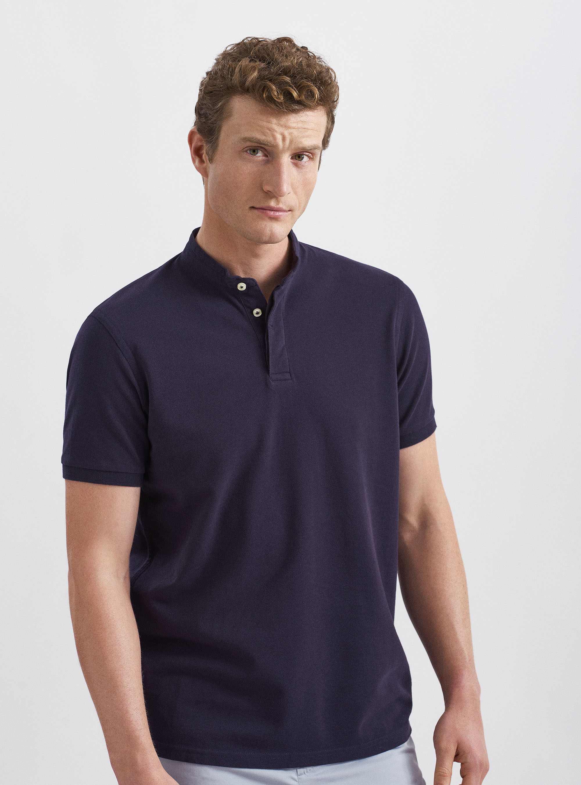 Cuello de polo 100% algod&oacute;n, AZUL MARINO