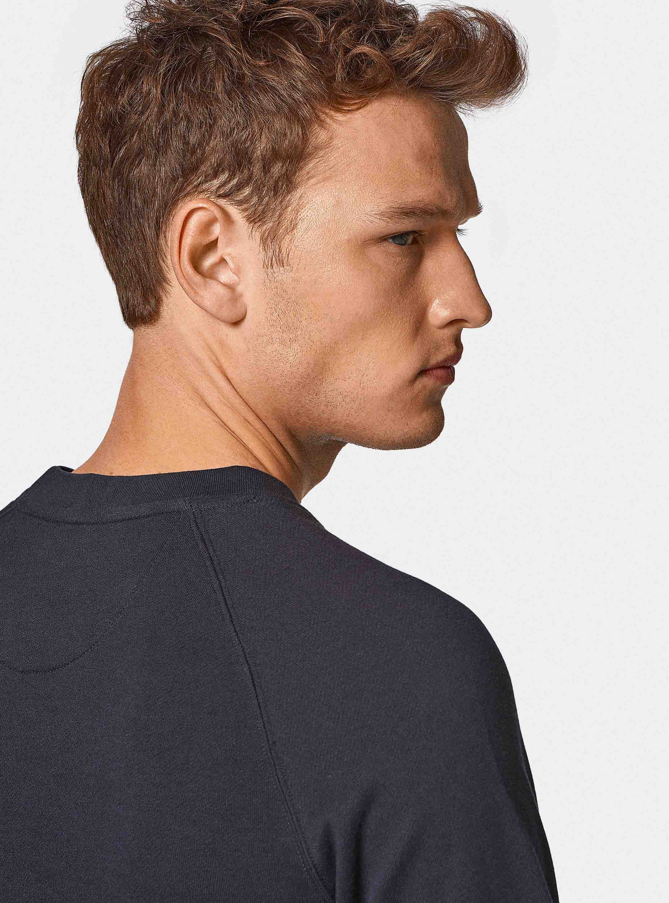 Basic round-neck sweatshirt GT01, NAVY BLUE