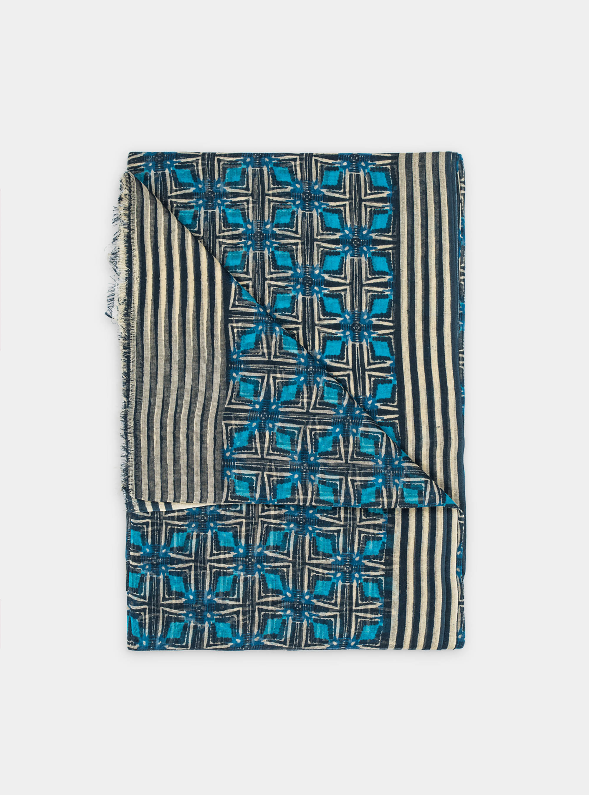 Geometric fantasy scarf, NAVY BLUE