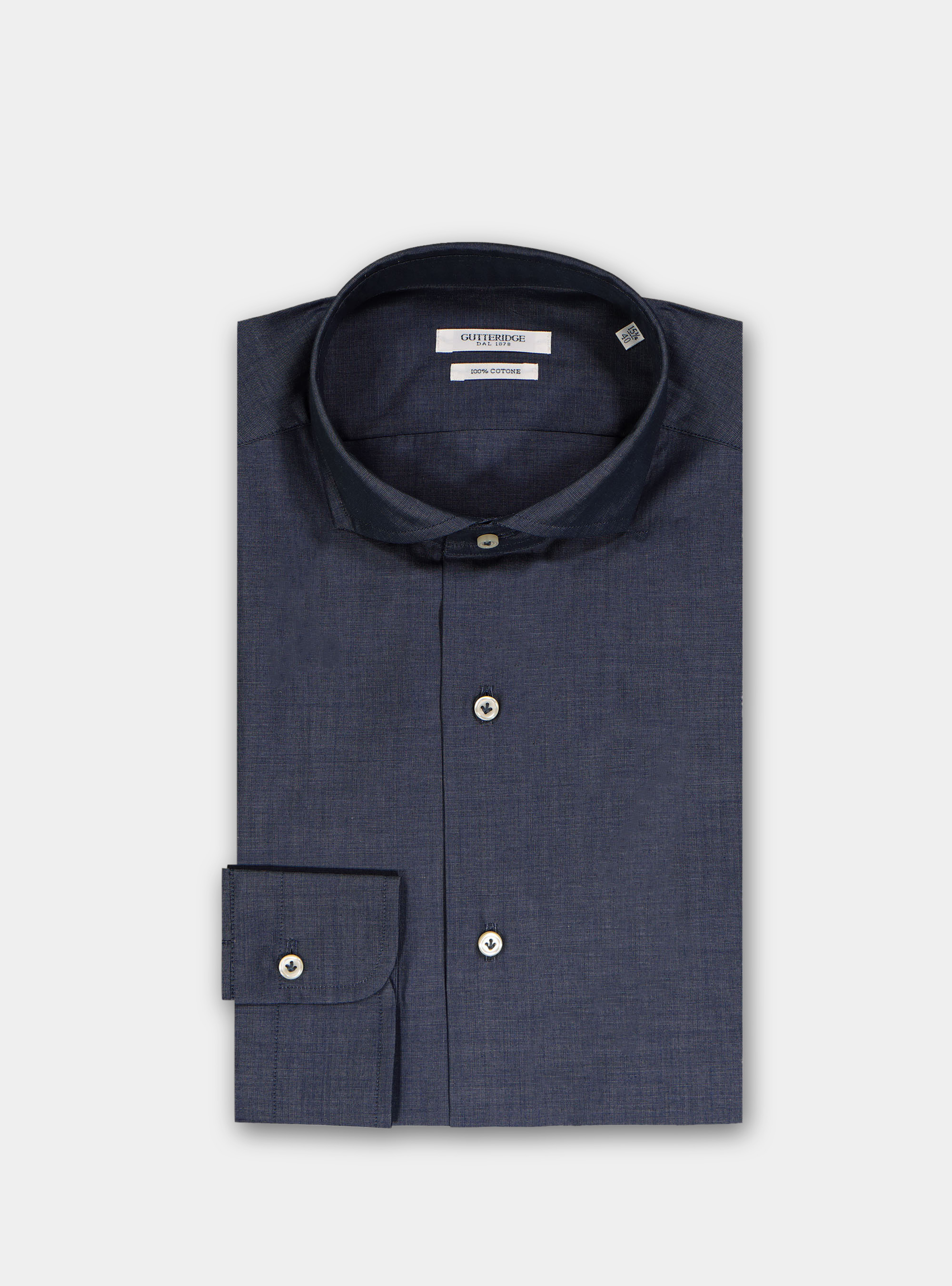 Camicia fil a fil collo francese, BLU NAVY