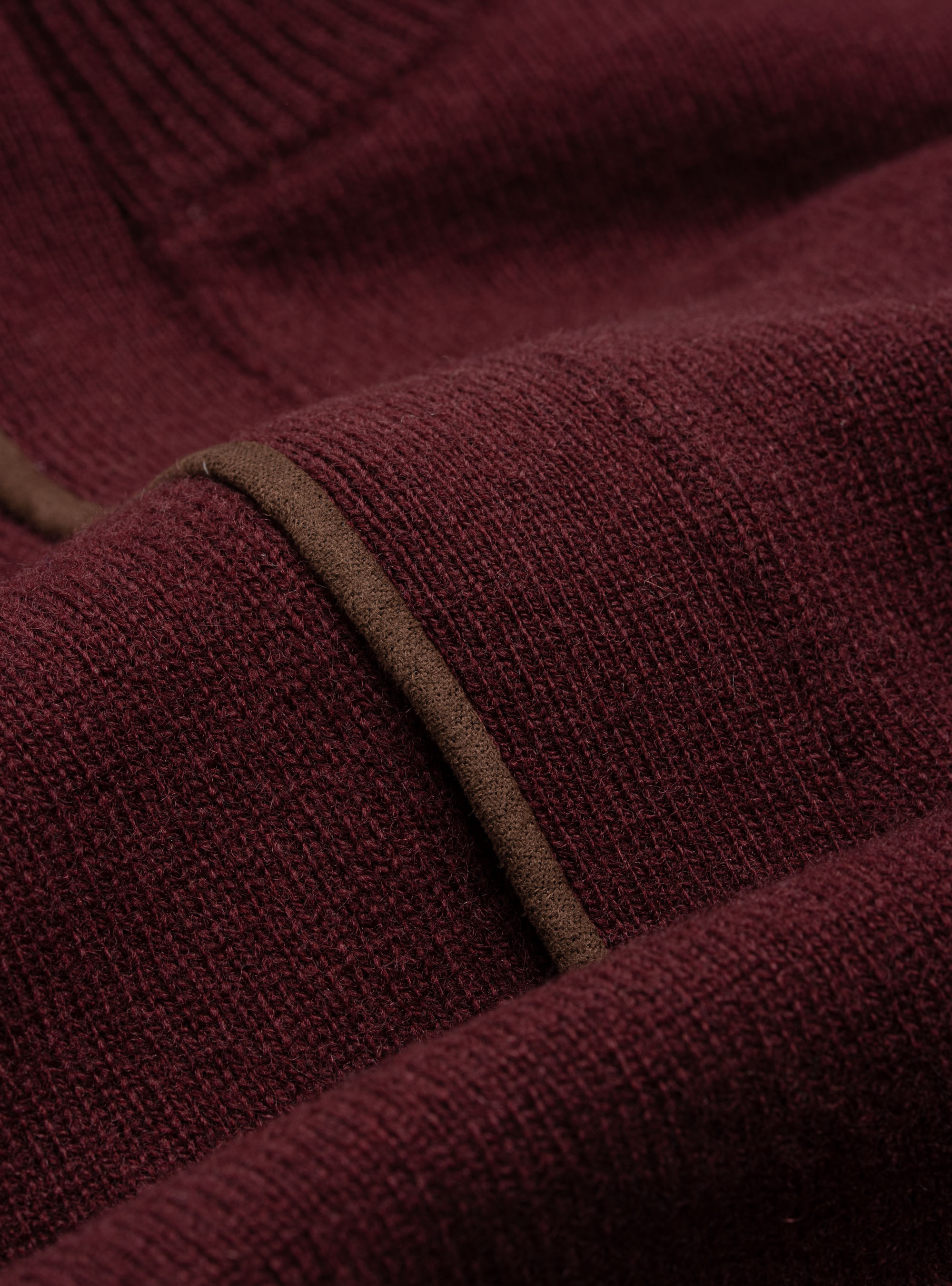 Half-zip sweater with patches in lambswool wool and cashmere, BORDEAUX