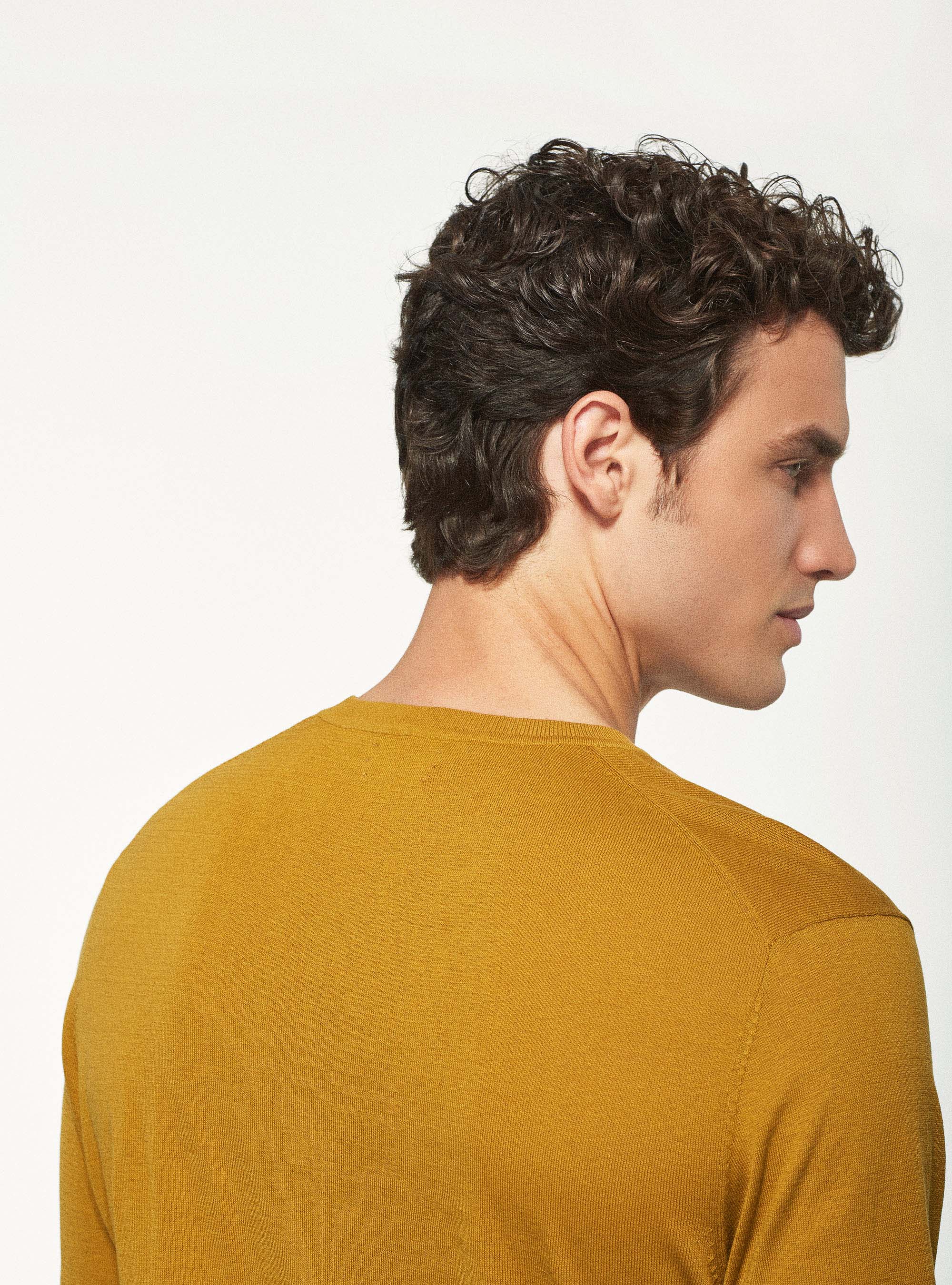 Maglia girocollo in seta cotone, SENAPE 0715C