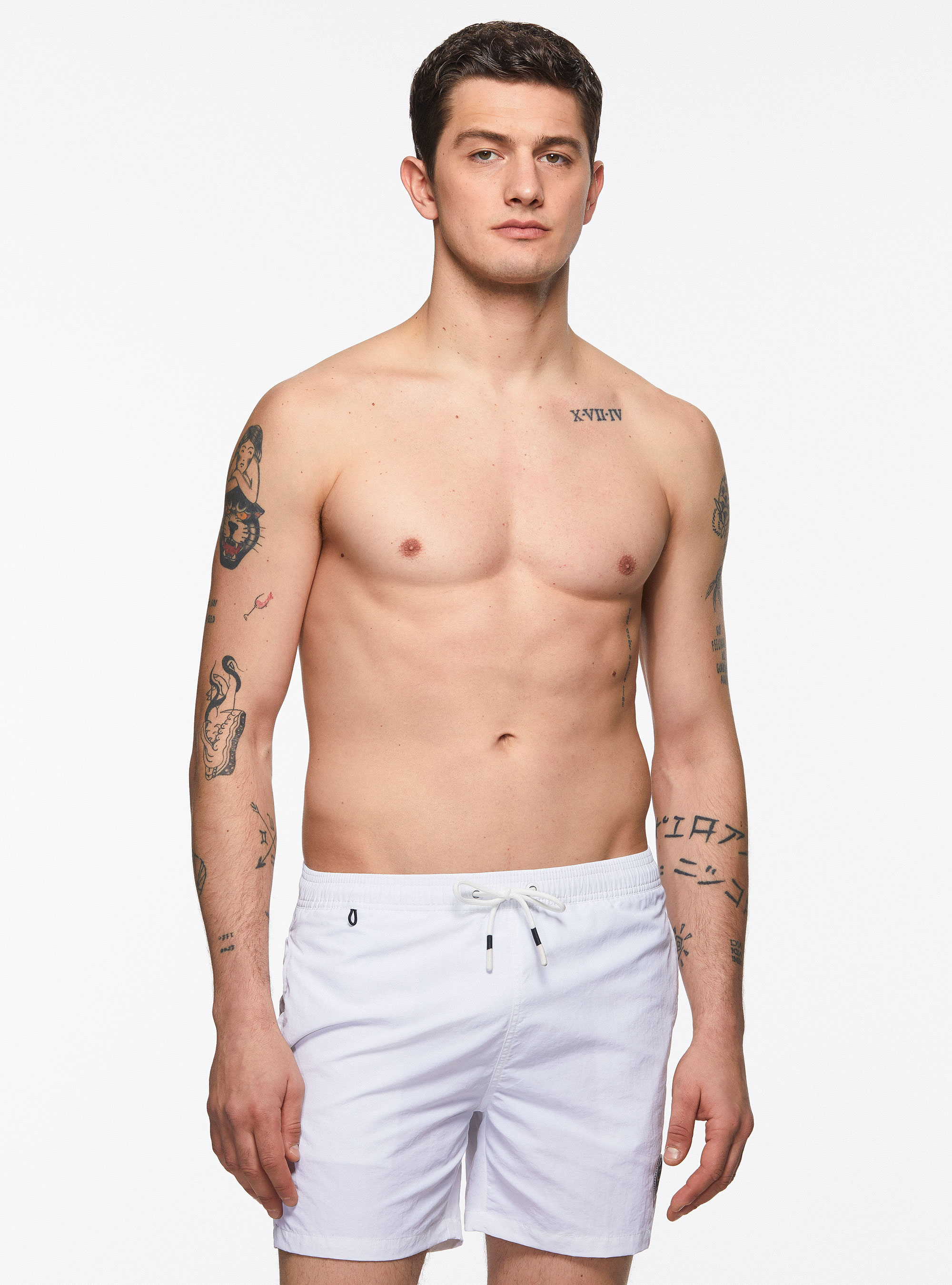 Costume da bagno tinta unita, BIANCO