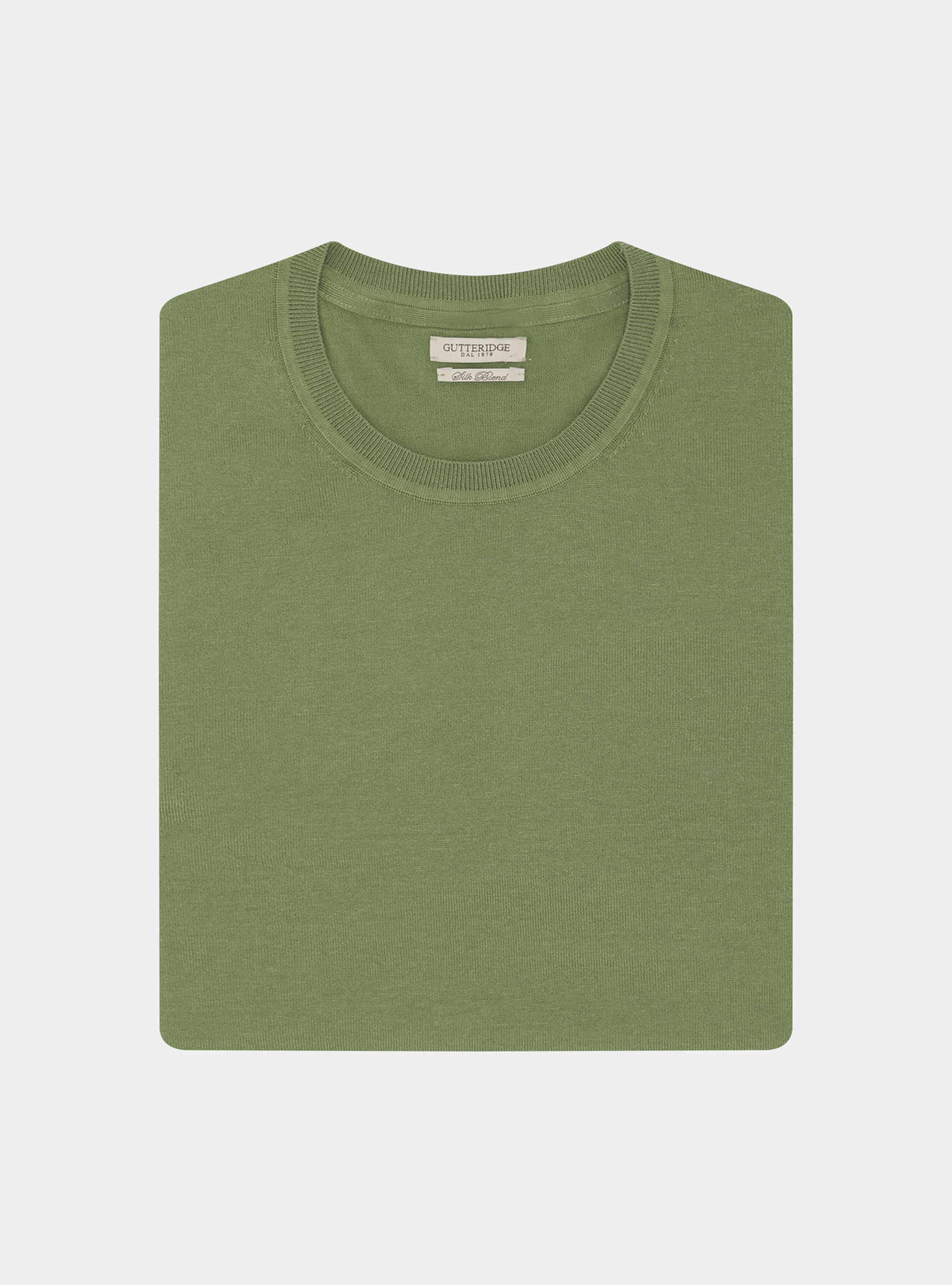 Silk and cotton crew-neck sweater, OLIVE