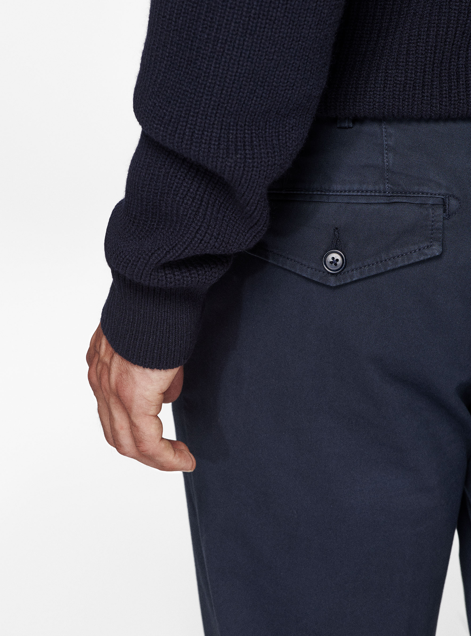Pantaloni chino slim fit in twill stretch, BLU NAVY