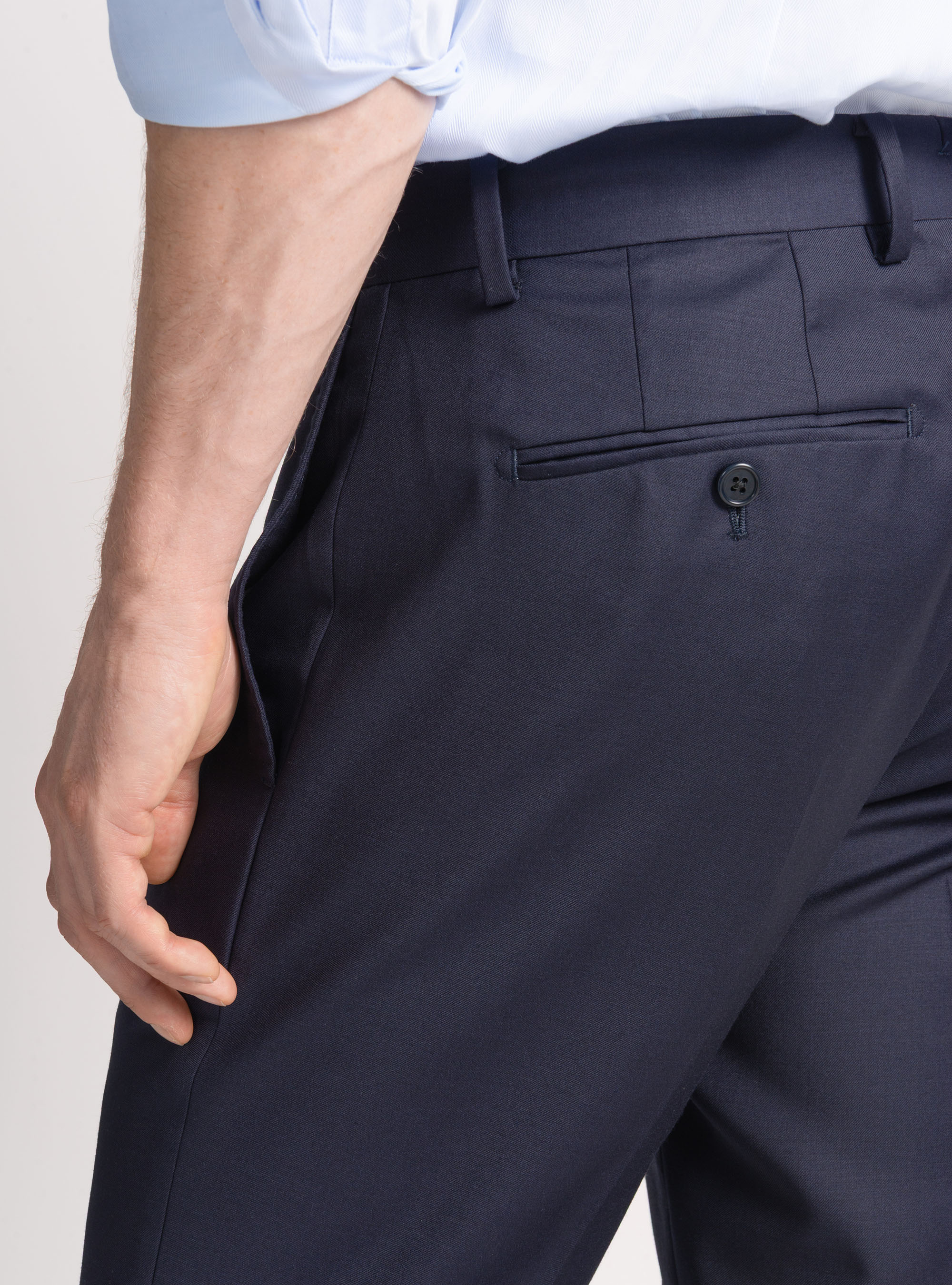 Pantalones de traje de lana pura superfina 120's, AZUL MARINO