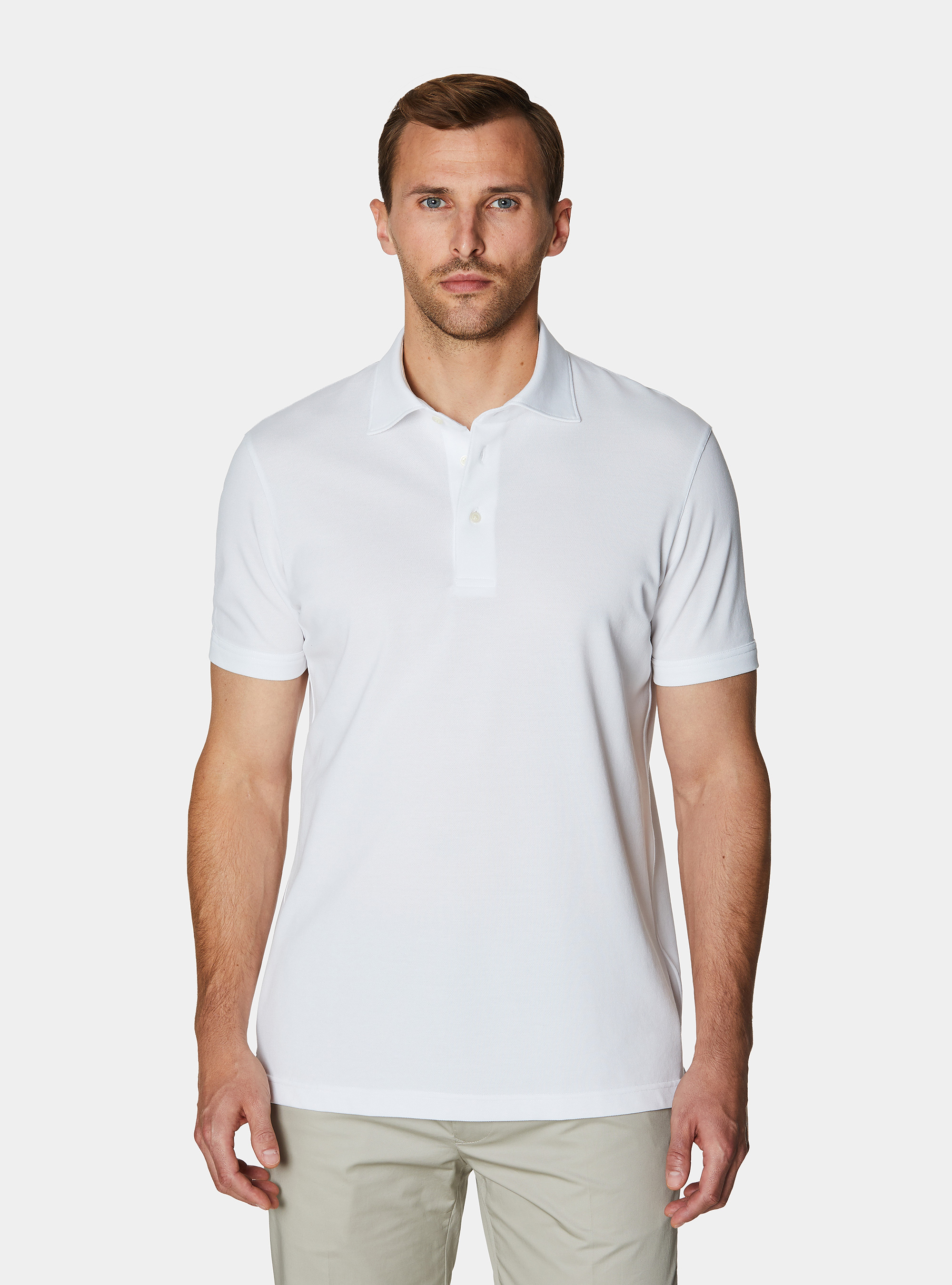 GT01 stretch pique polo shirt, WHITE