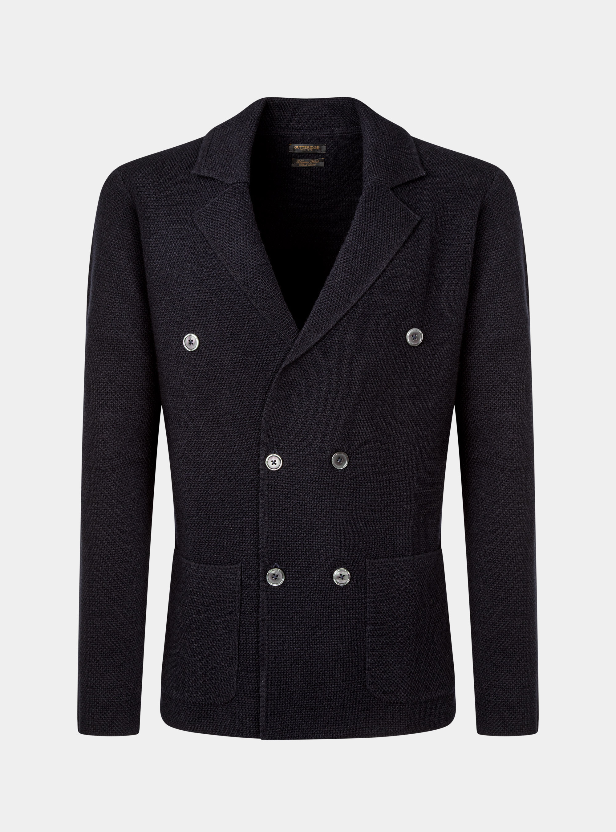 Cardigan in pura lana merino, BLU NAVY