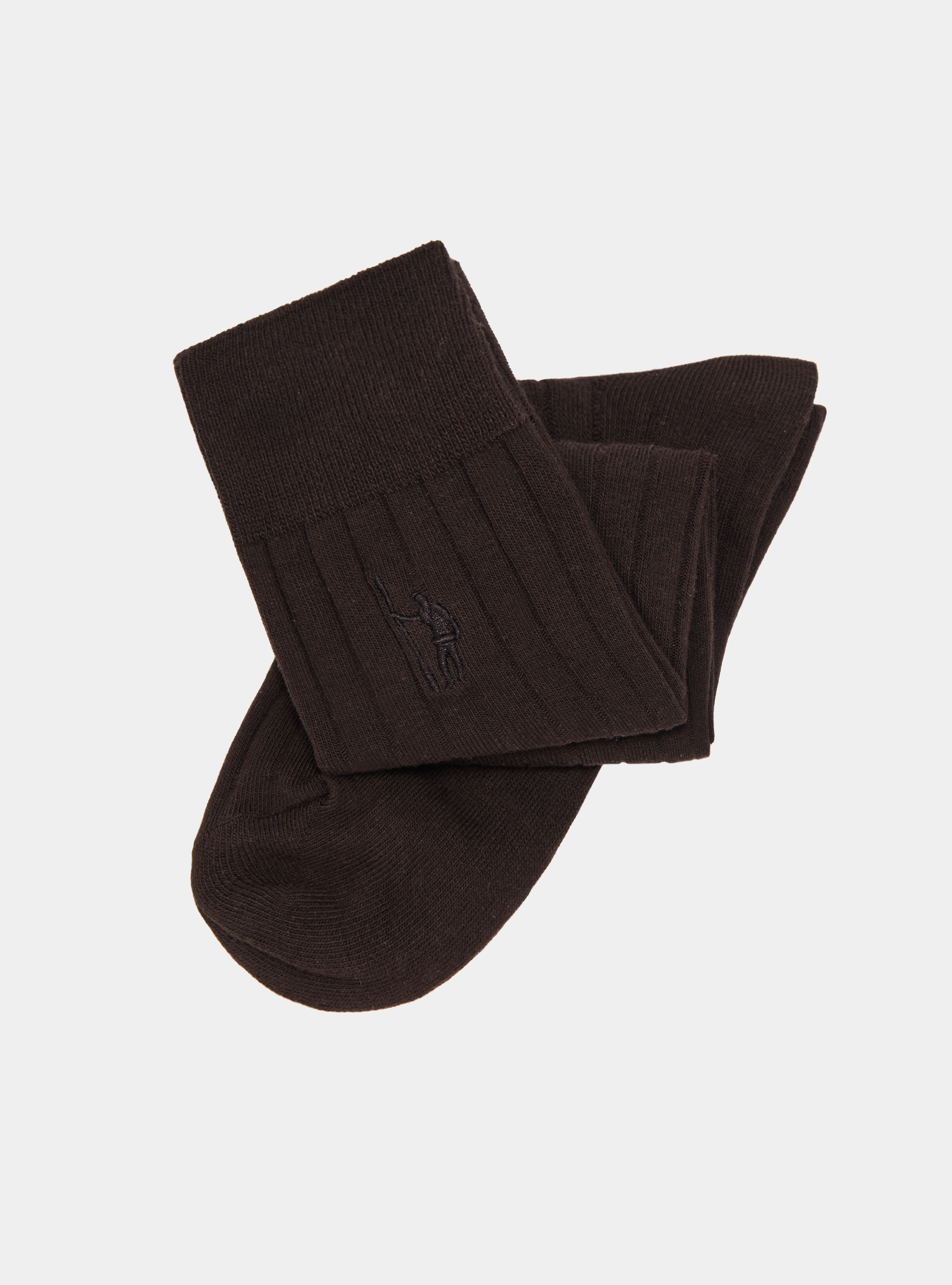 Calcetines de canalé con bordado, MARRON