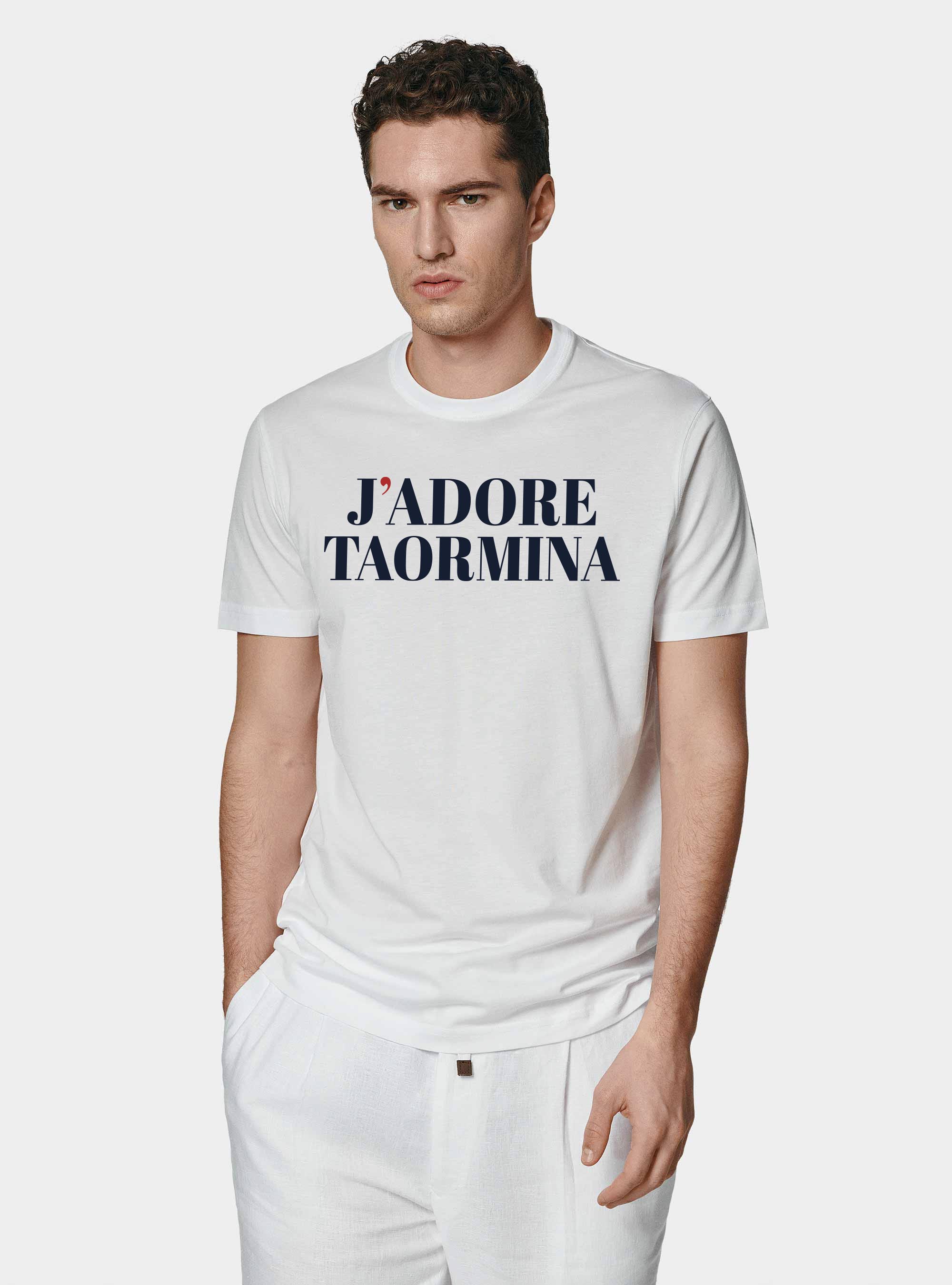 Supima cotton T-shirt with J'adore Taormina print