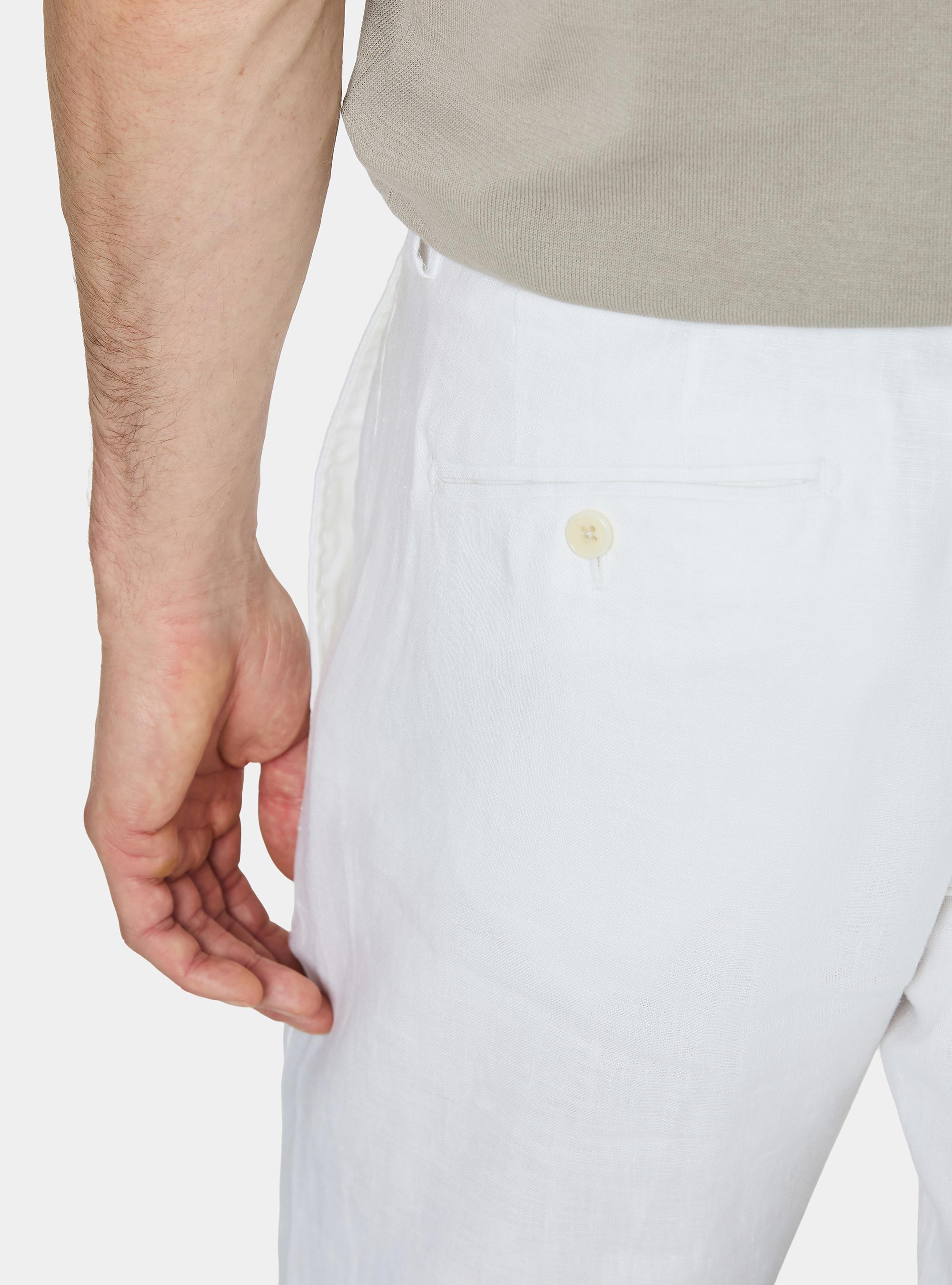 Pure linen suit trousers, WHITE