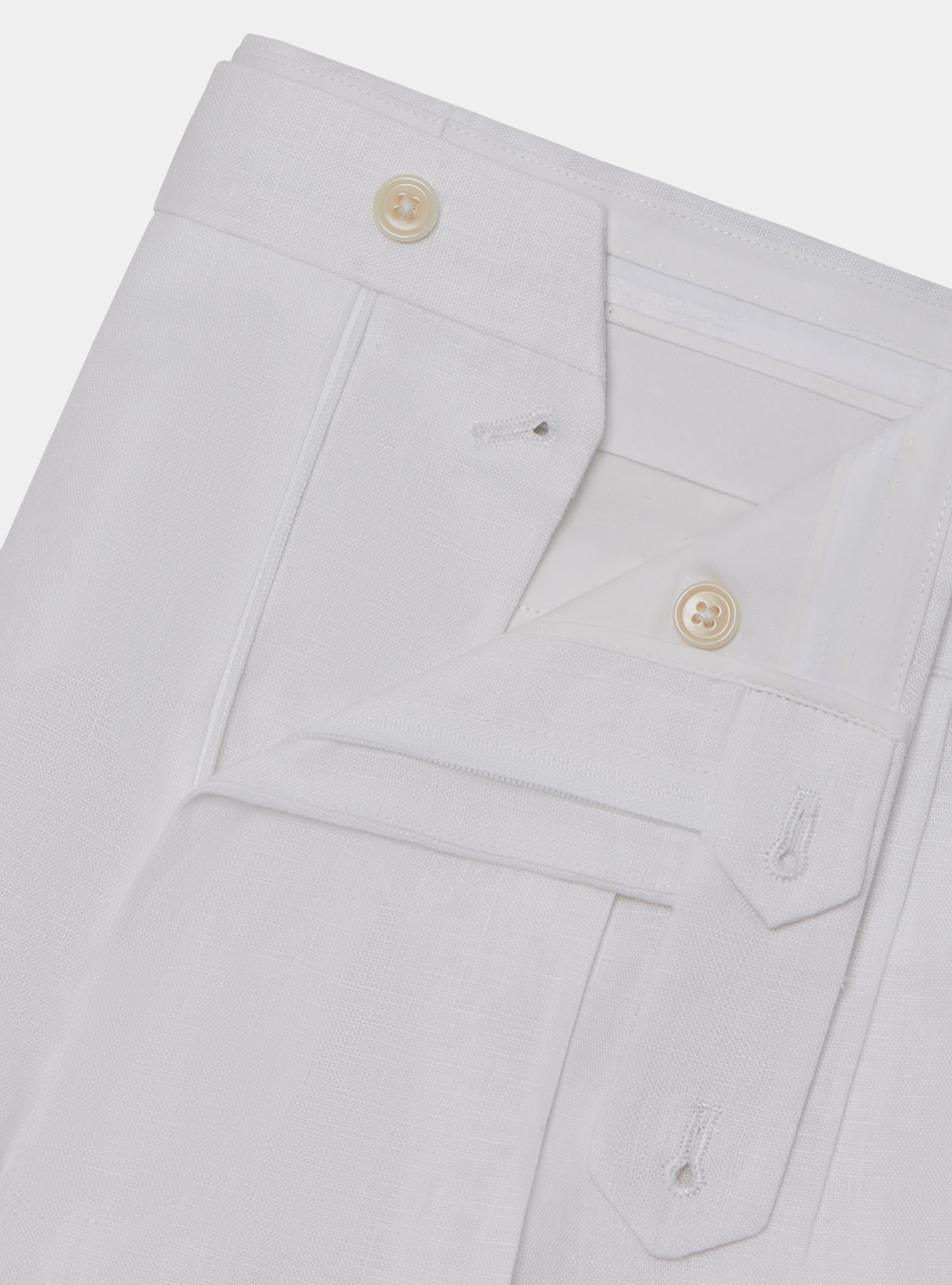 Pure linen double pleat trousers, WHITE
