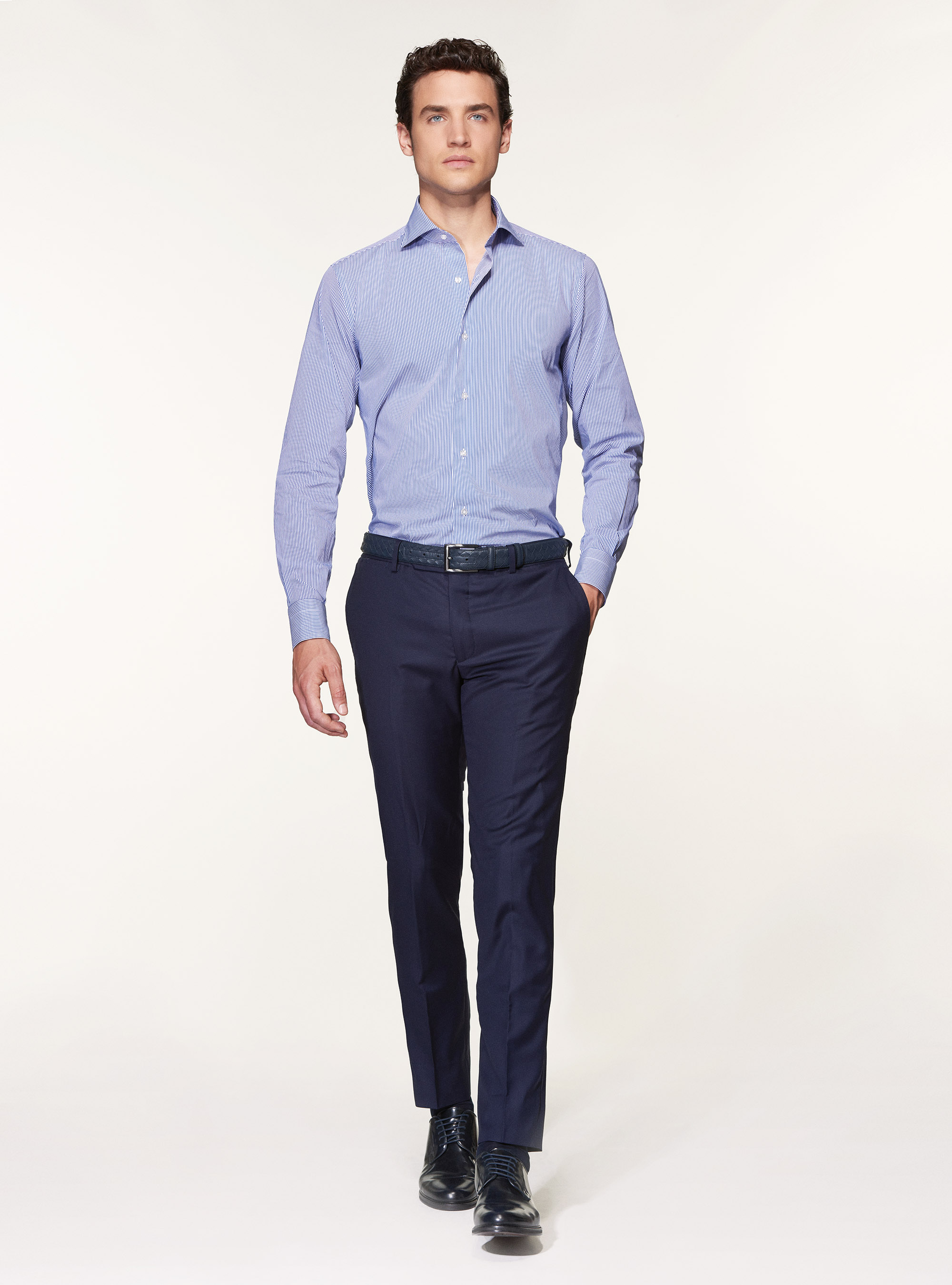 Pantaloni per abito in pura lana superfine 110's Vitale Barberis Canonico, BLU NAVY