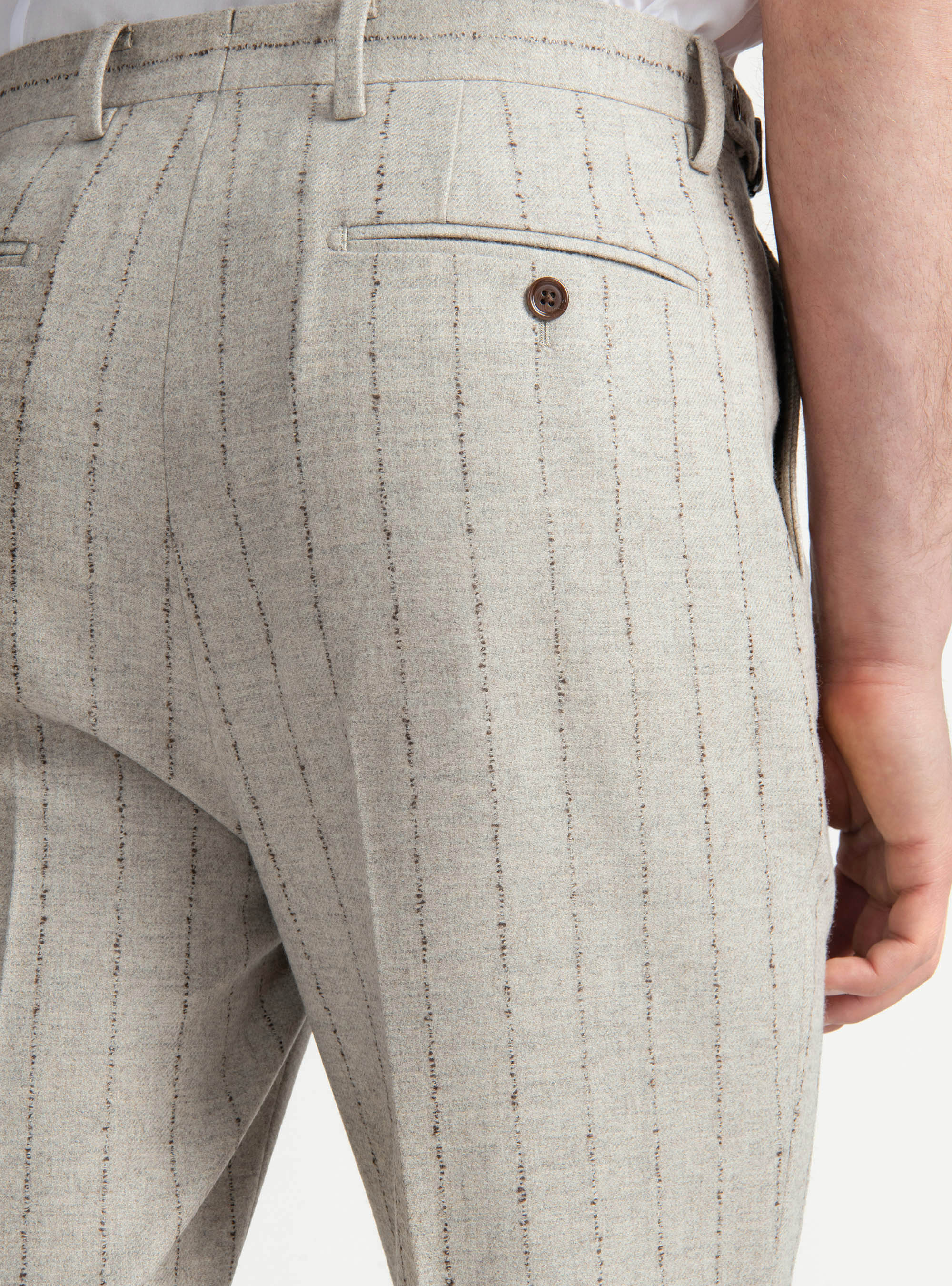 Anzughose aus Kaschmirwolle mit Nadelstreifen, ECRU 0560C