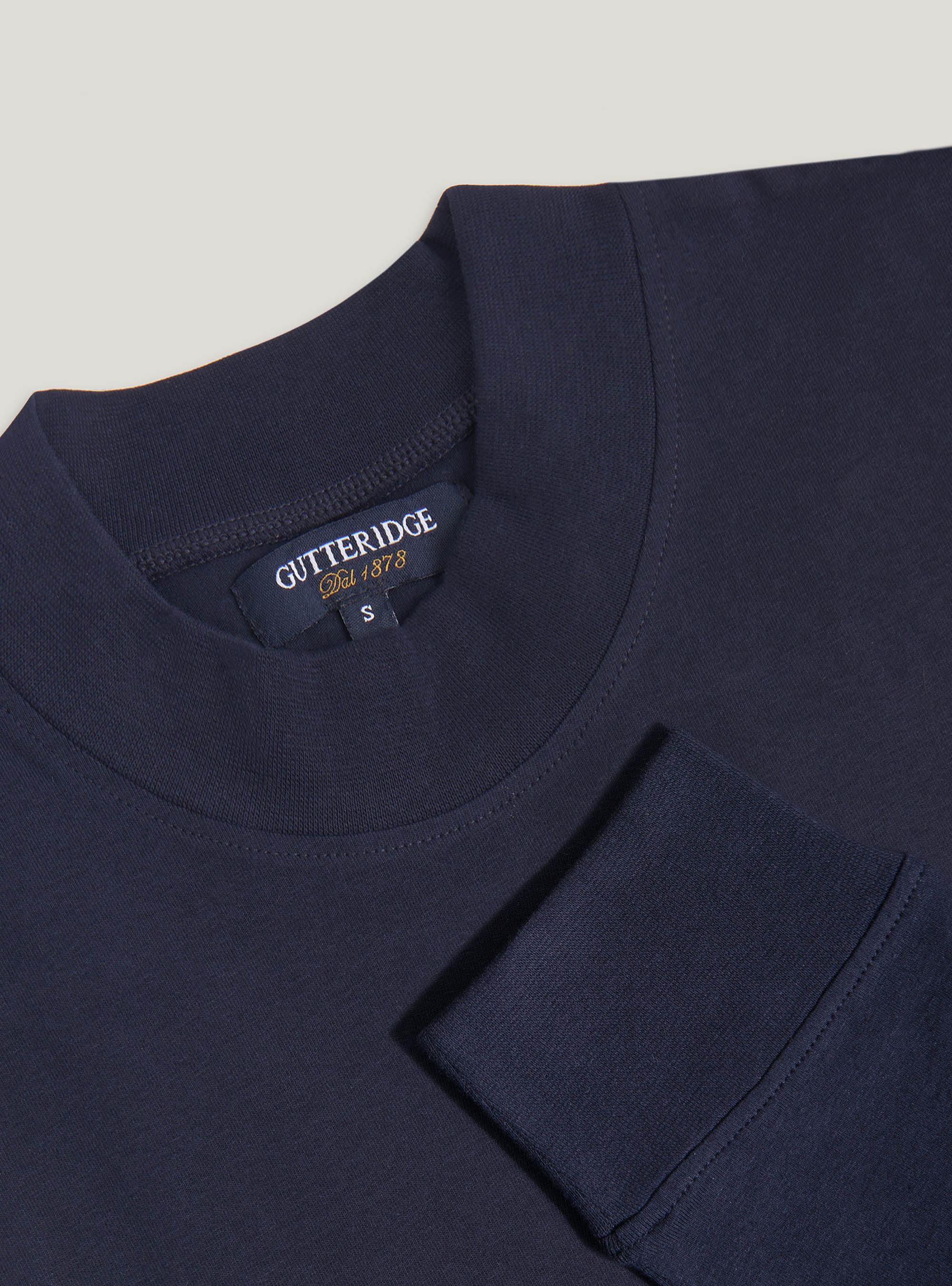 Tshirt manica lunga in cotone stretch, BLU NAVY