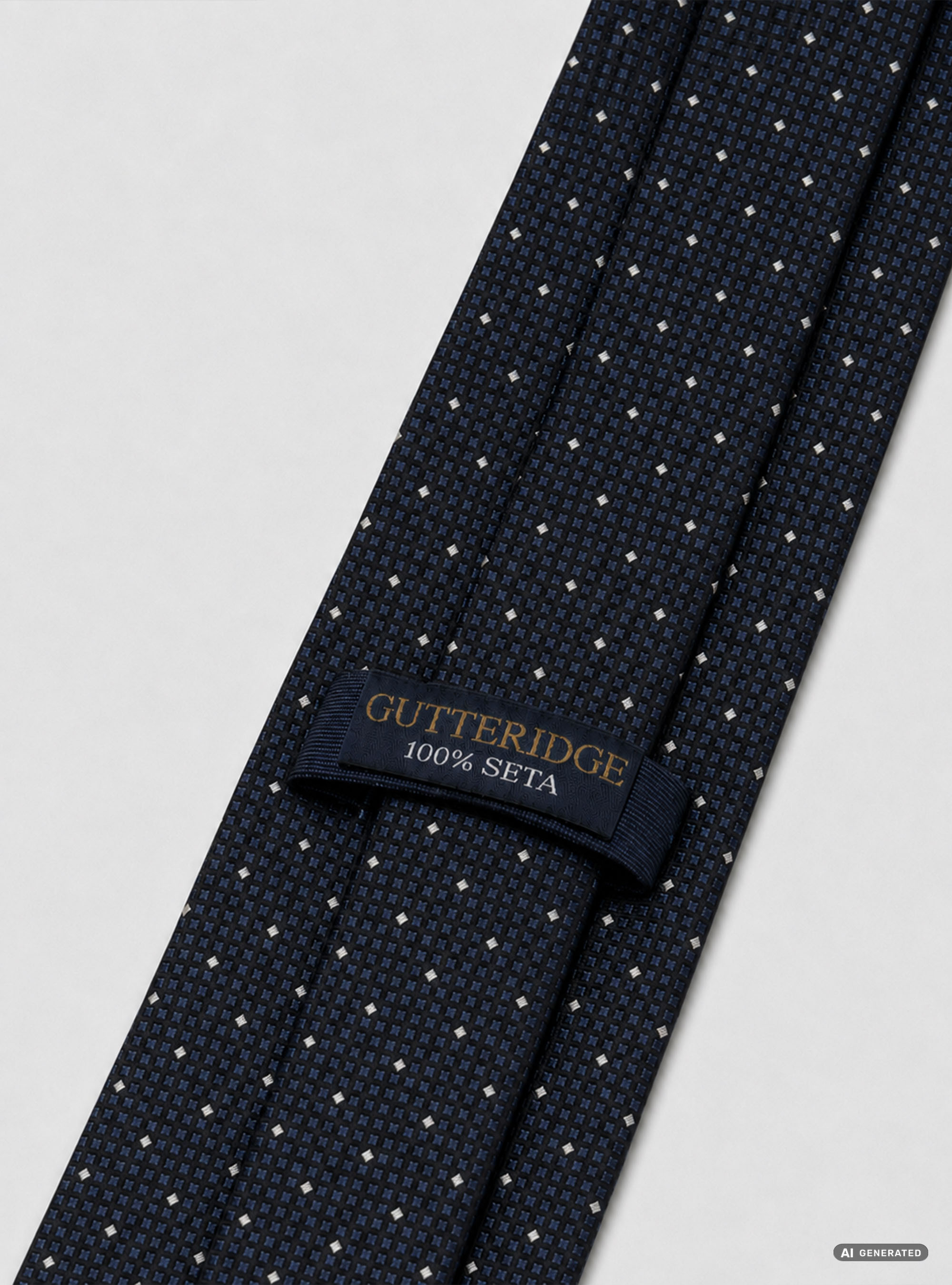 Cravatta in seta jacquard con microcheck e pois, NAVY BLUE