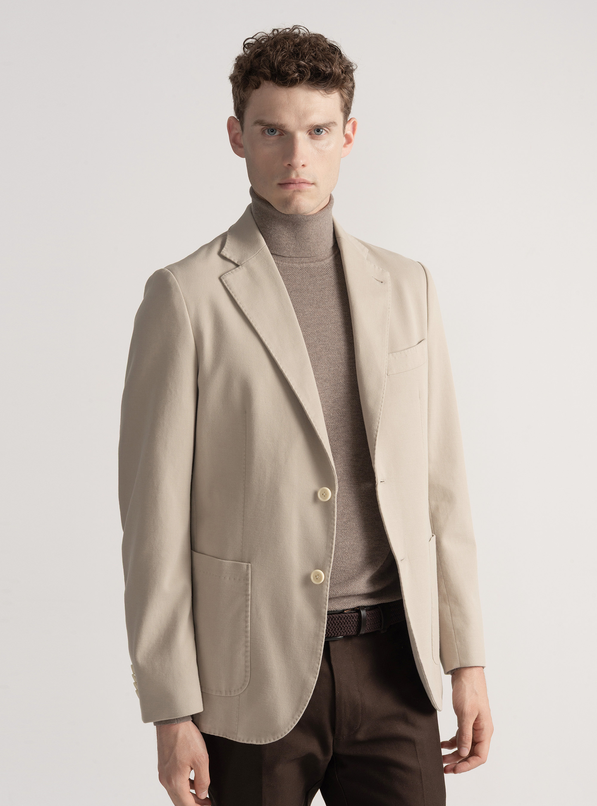 Cotton and cashmere blazer, ECRU