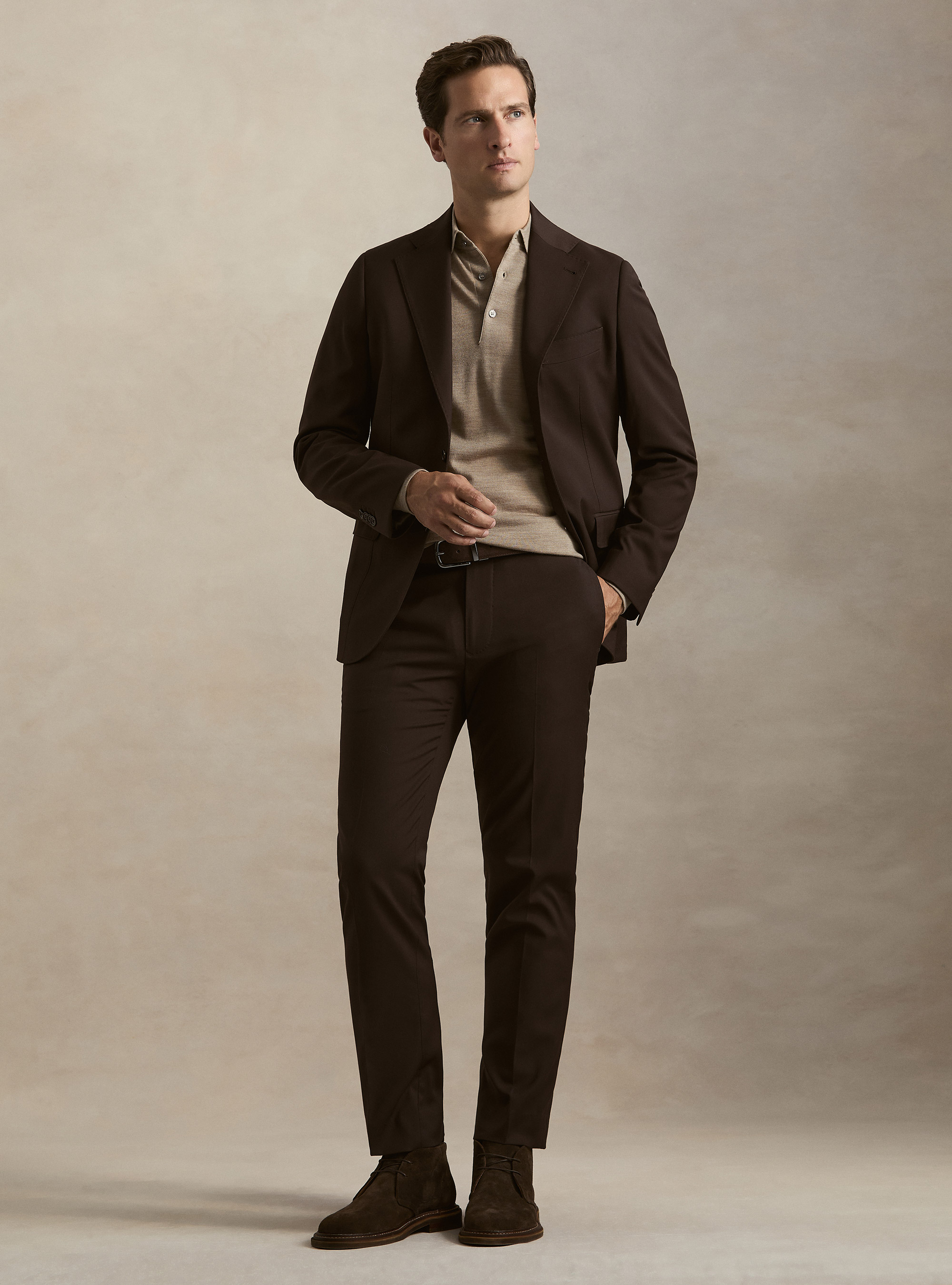 Slim fit classic suit blazer, BROWN