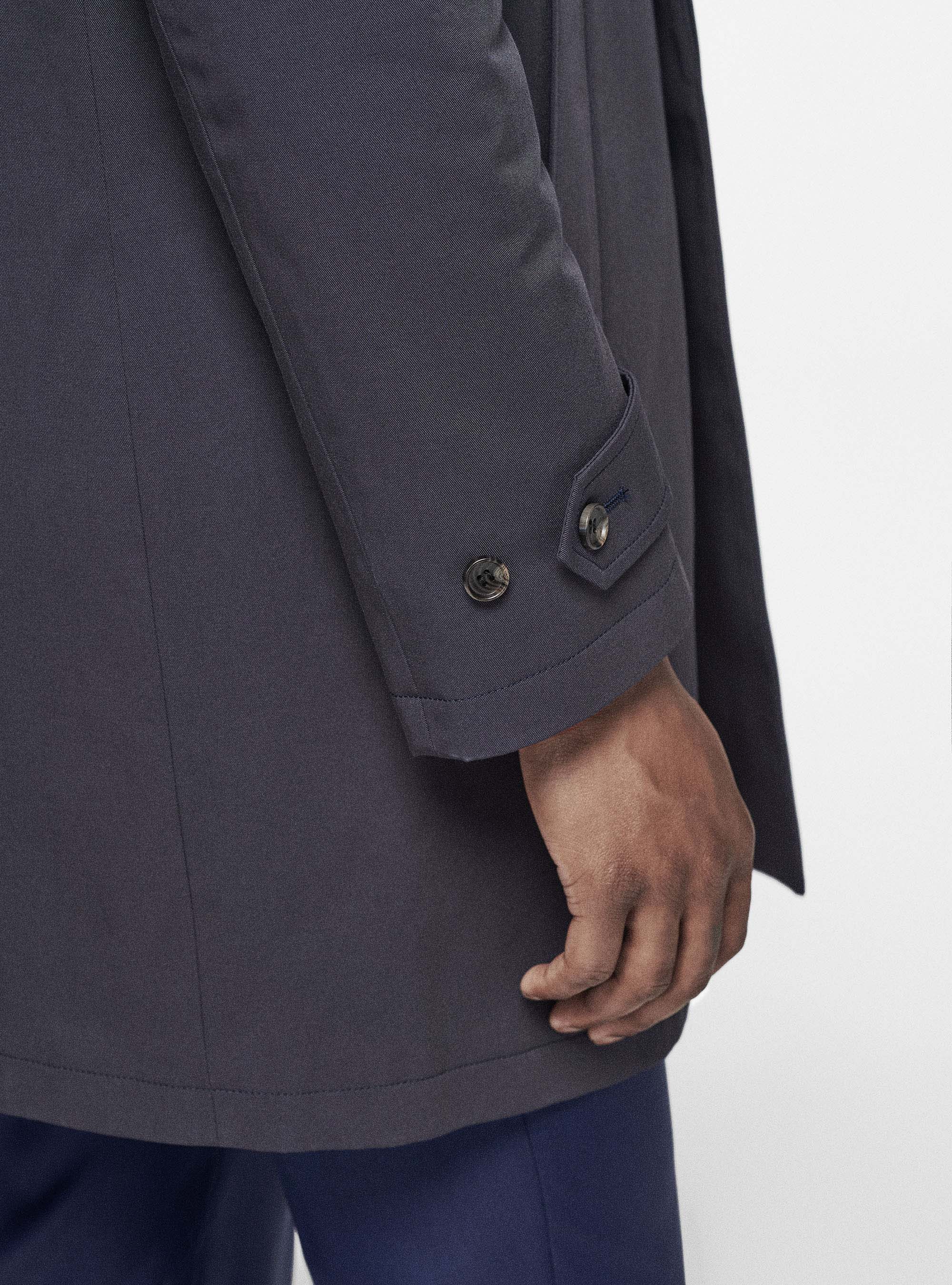 Impermeabile imbottito in cotone tecnico, BLU NAVY