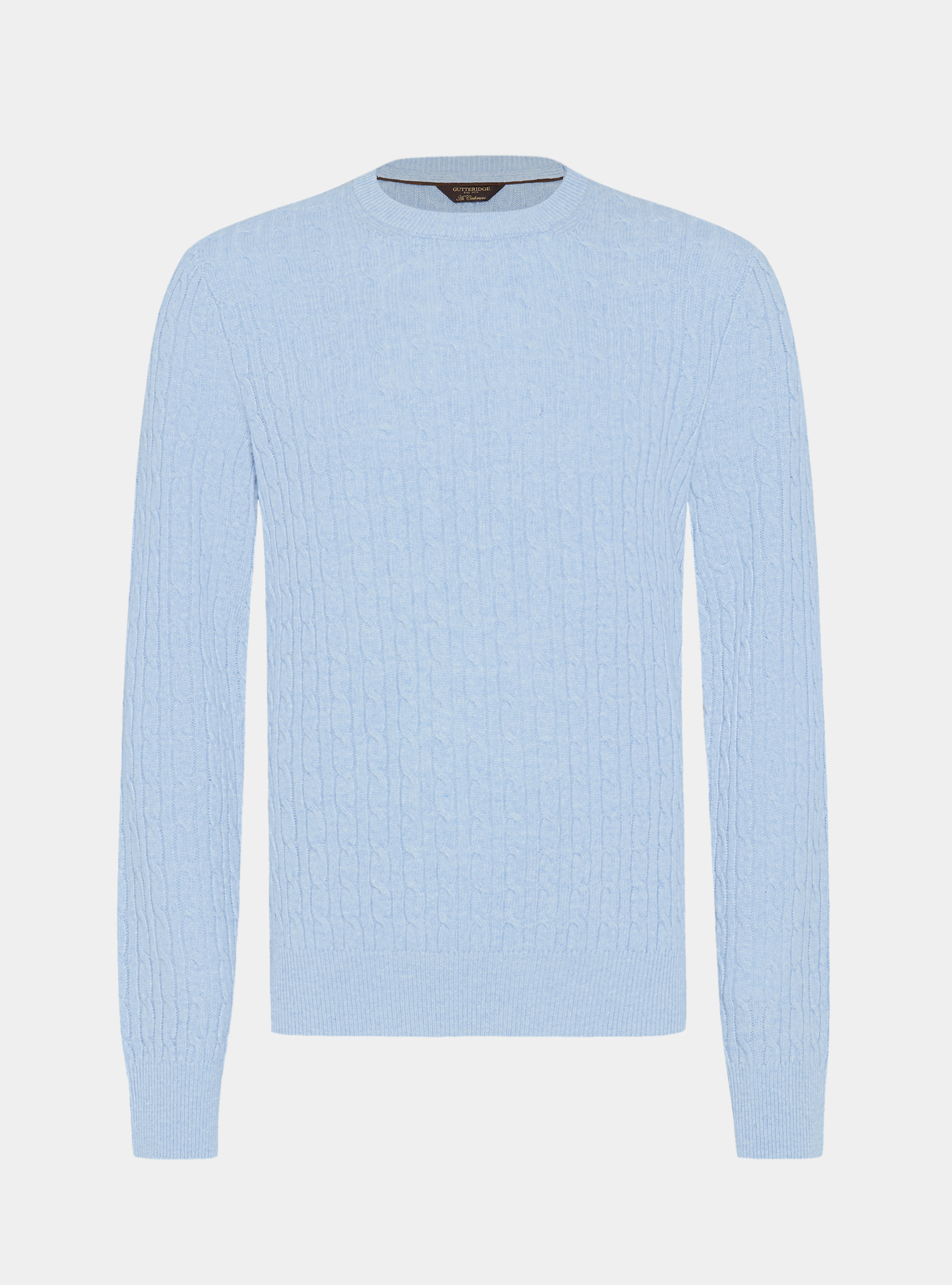 Cashmere wool crew-neck sweater with braid, AZZURRO POLVERE 0283C