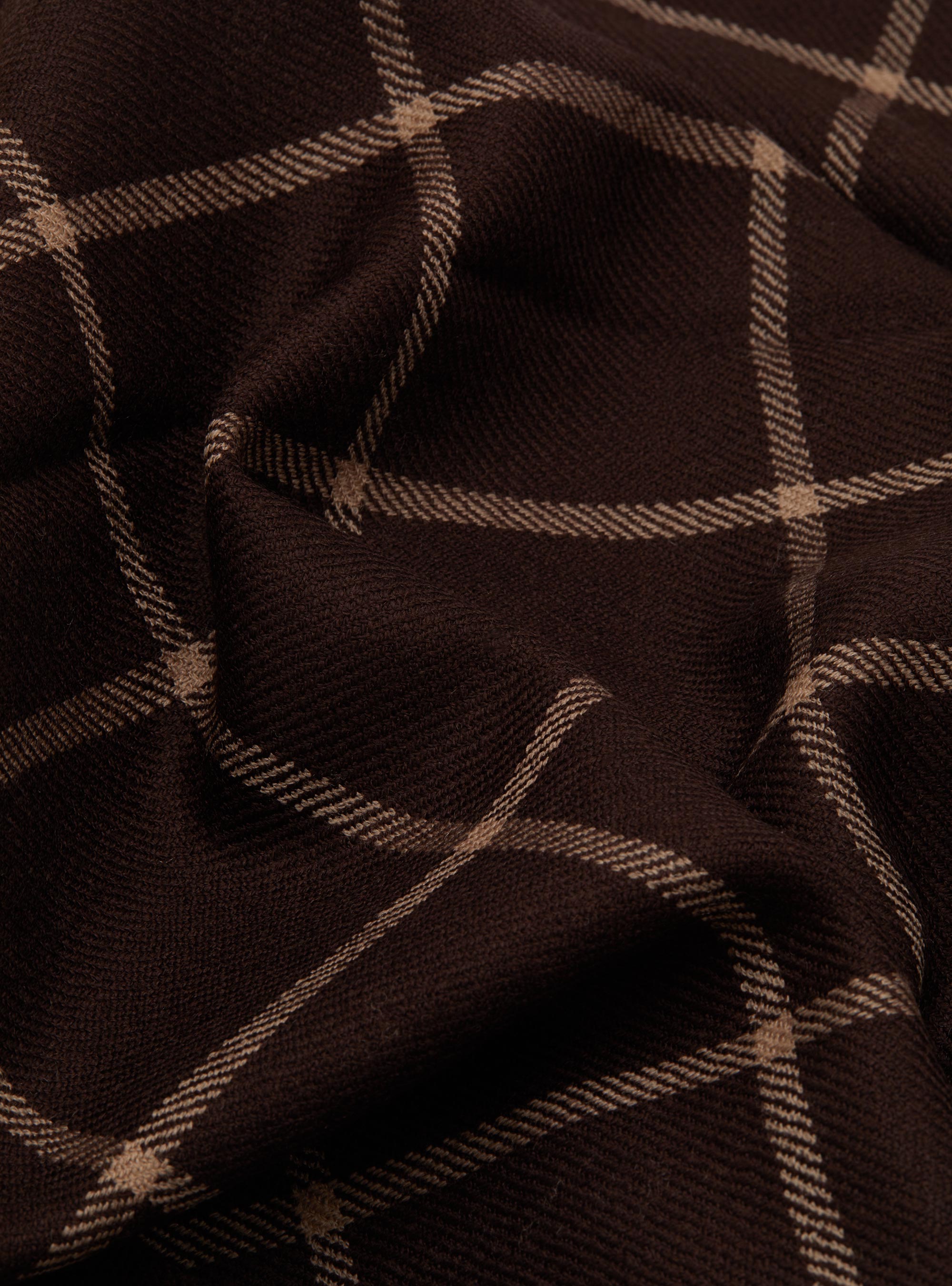 Sciarpa in lana a fantasia, MARRONE