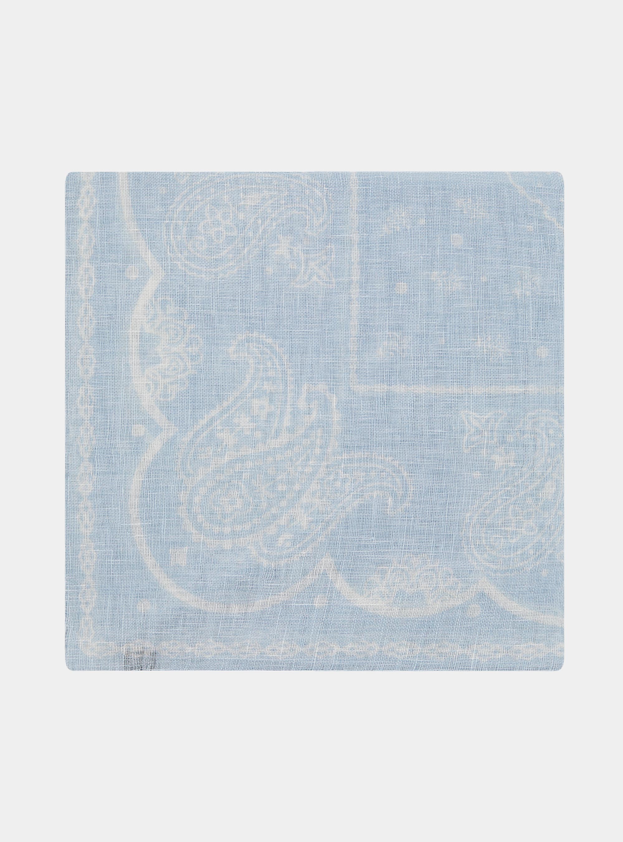 Foulard paisley in lino stampato, AZZURRO