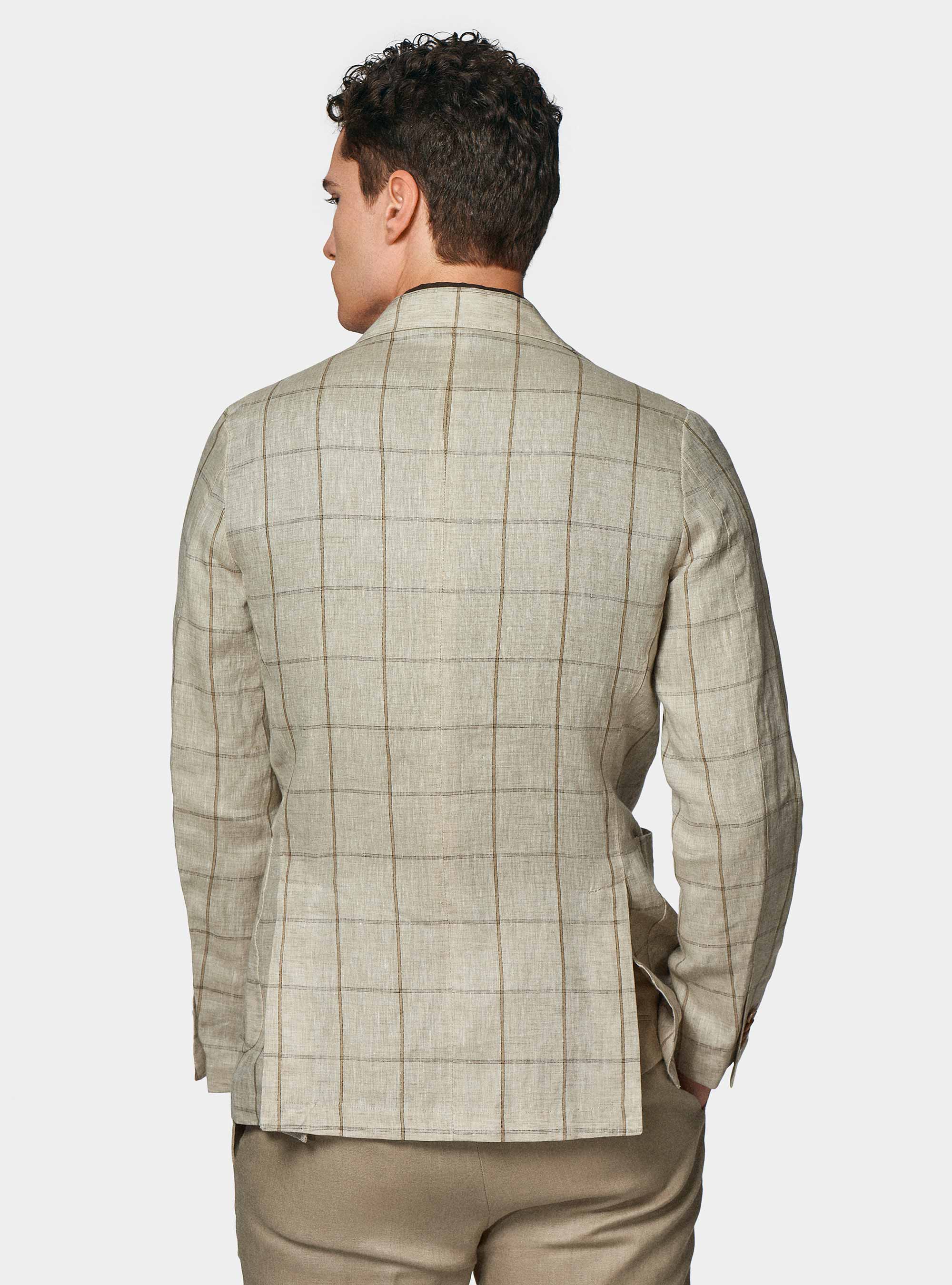 Giacca fantasia in lino delavè, SABBIA