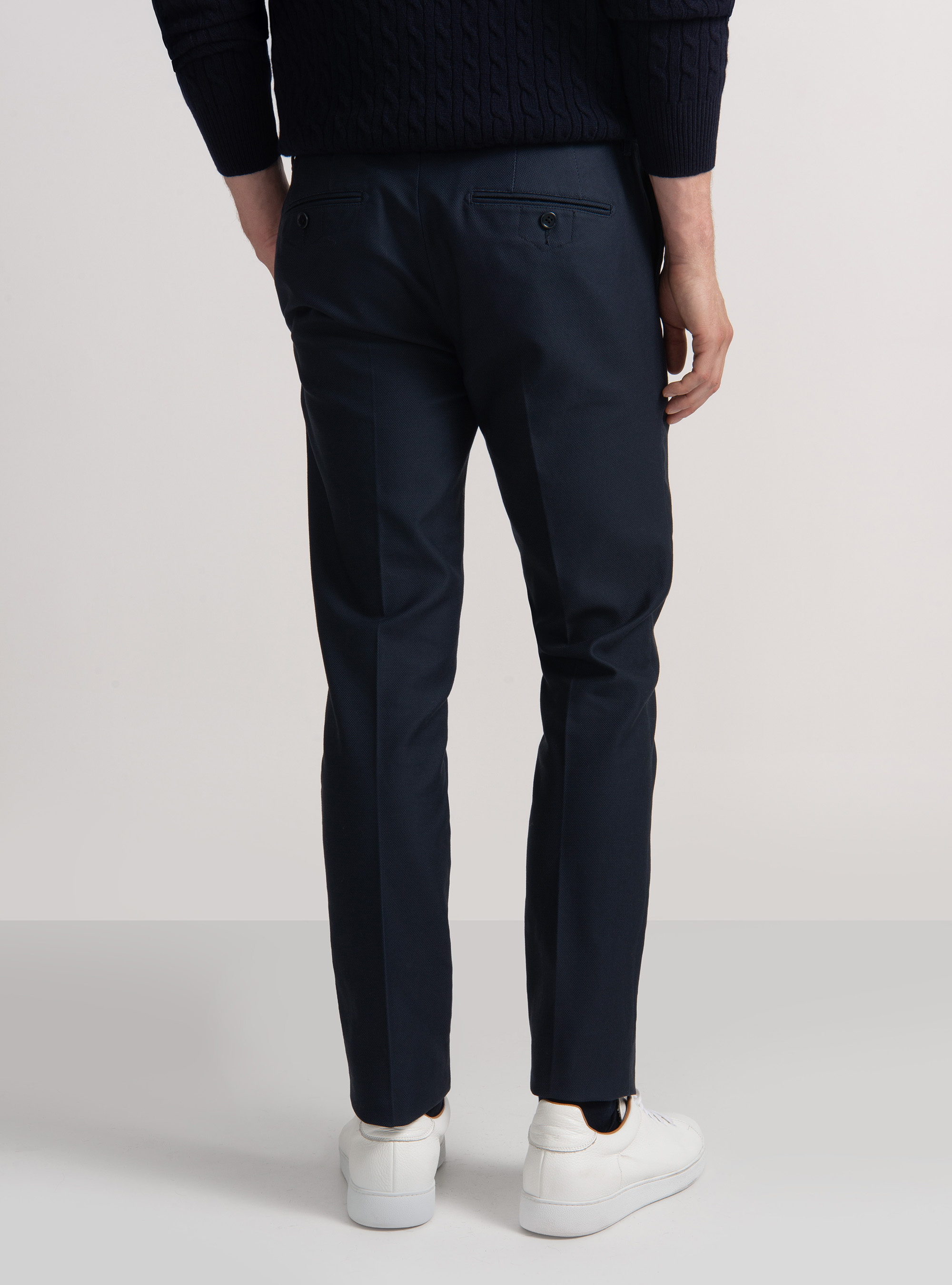 Armoured cotton slim fit chino trousers, NAVY BLUE