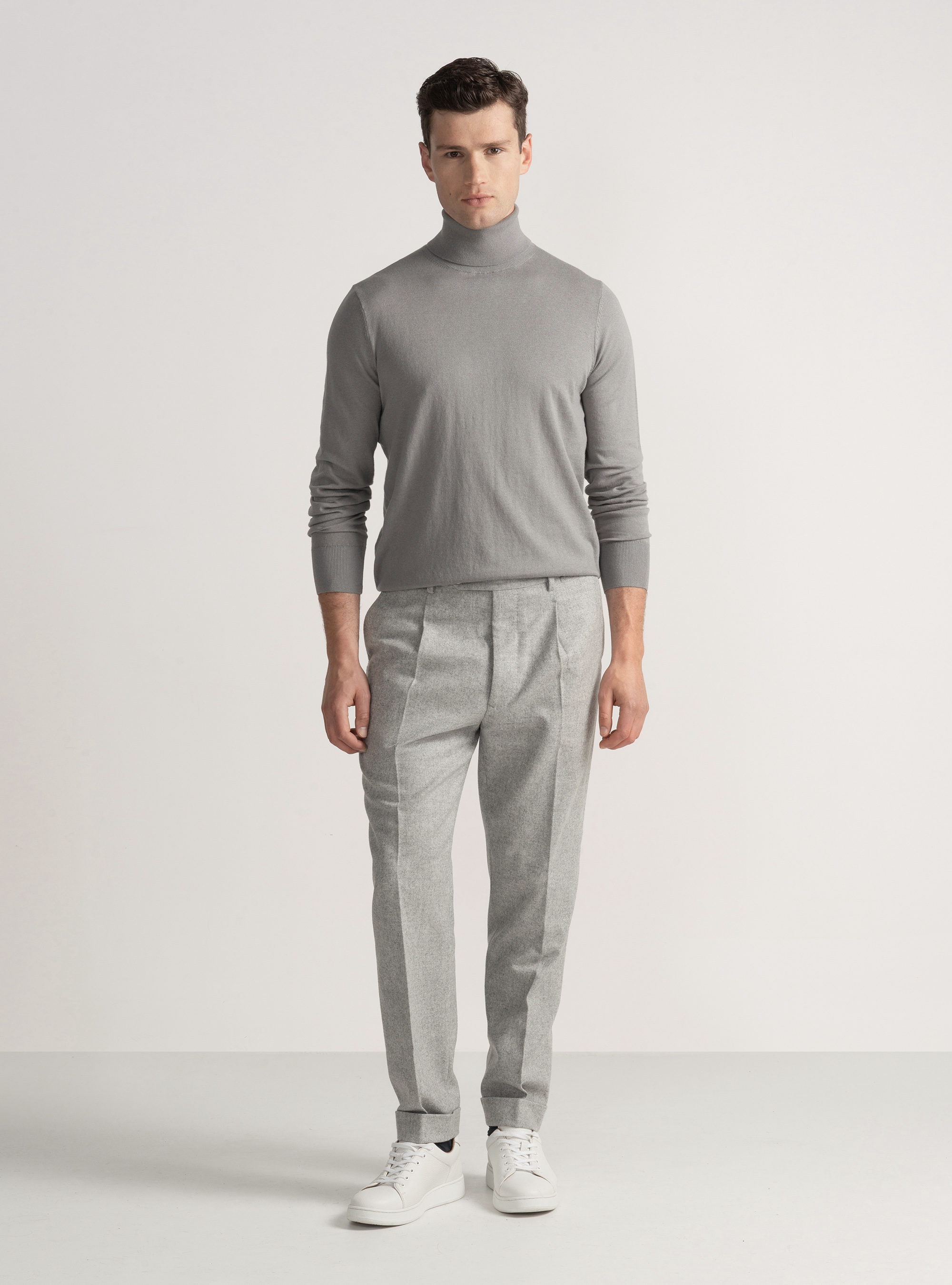 Silk and cashmere cotton turtleneck, GREY