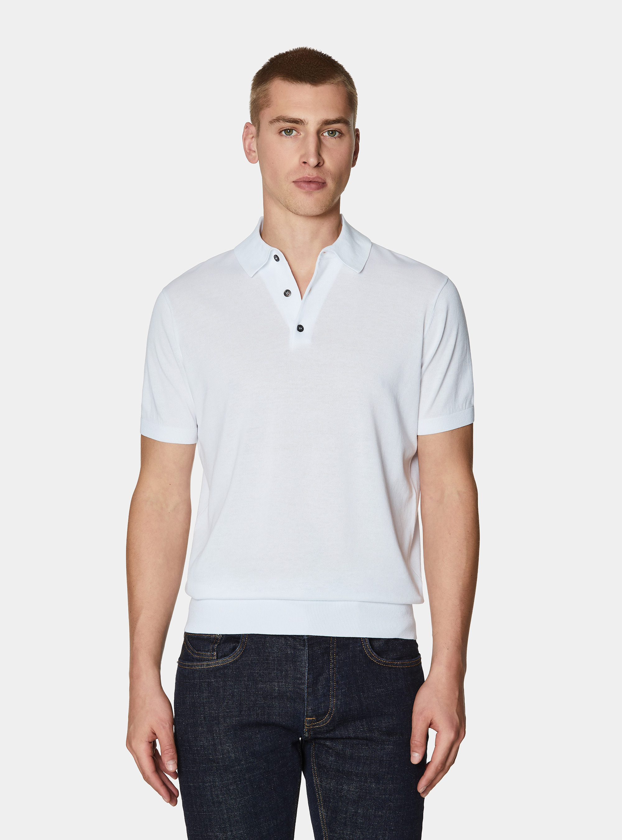 Polo in maglia in cotone m/c, WHITE