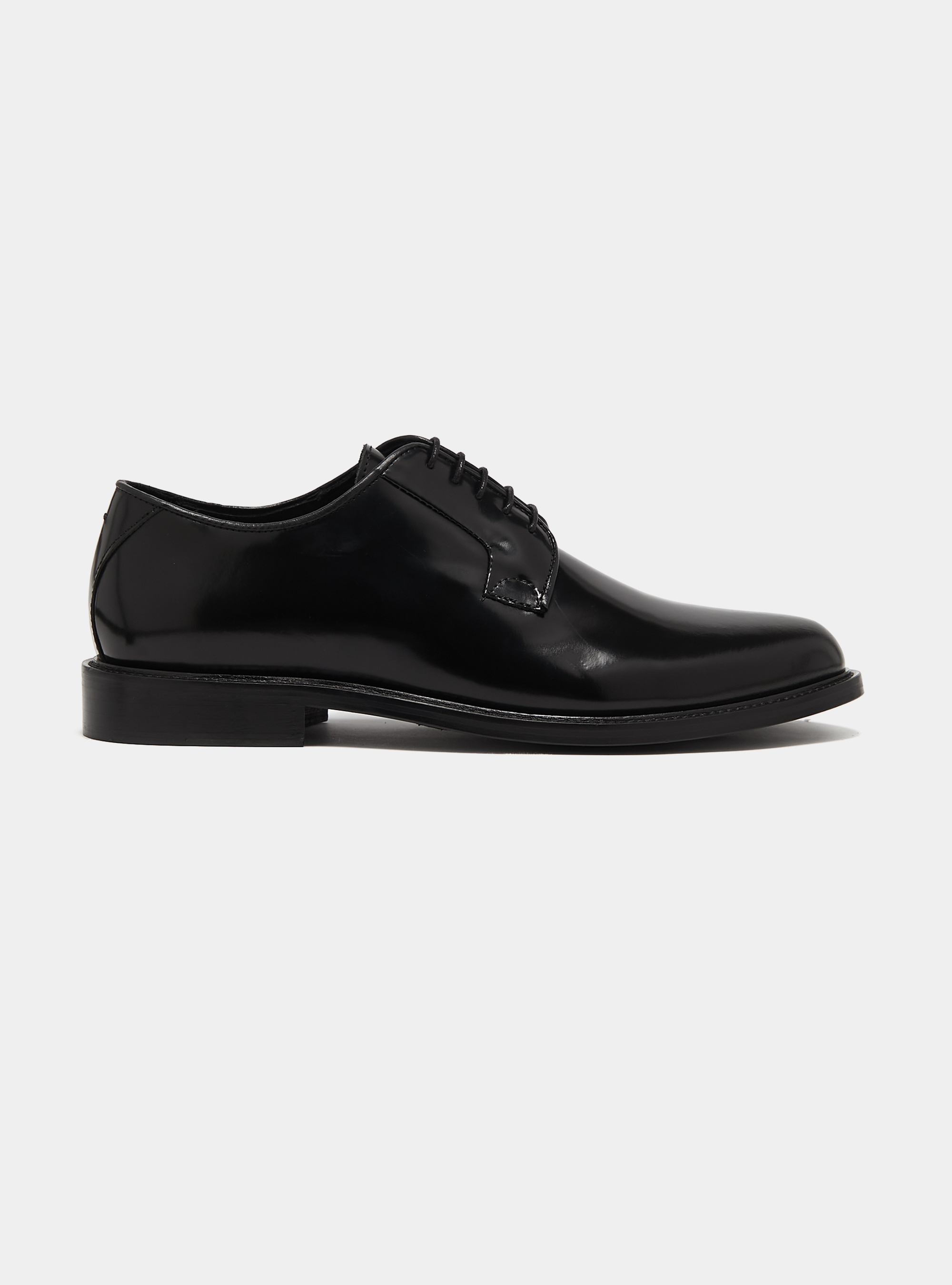 Abrasivated leather derby, BLACK