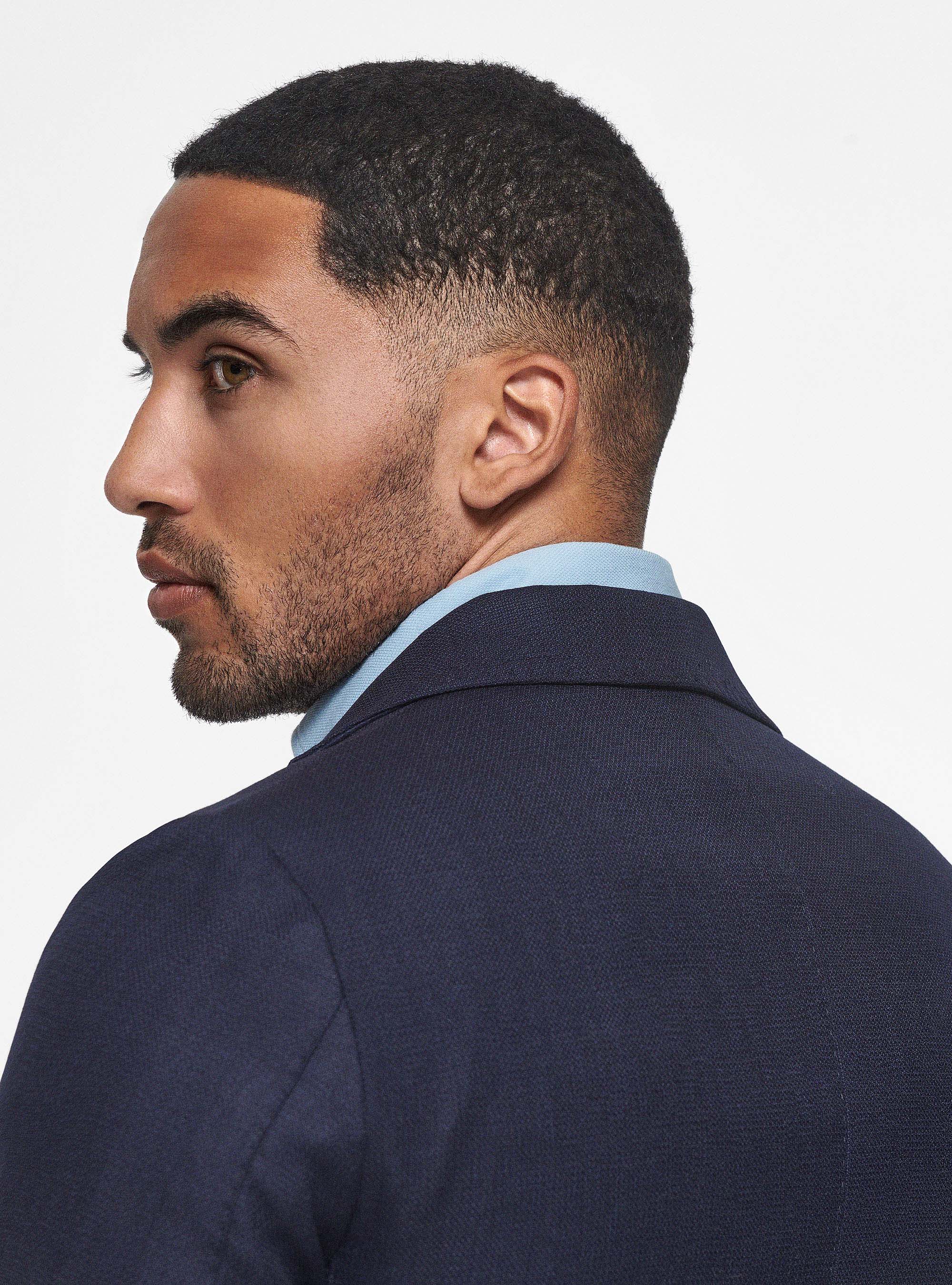 Micro-textured wool blazer, NAVY BLUE