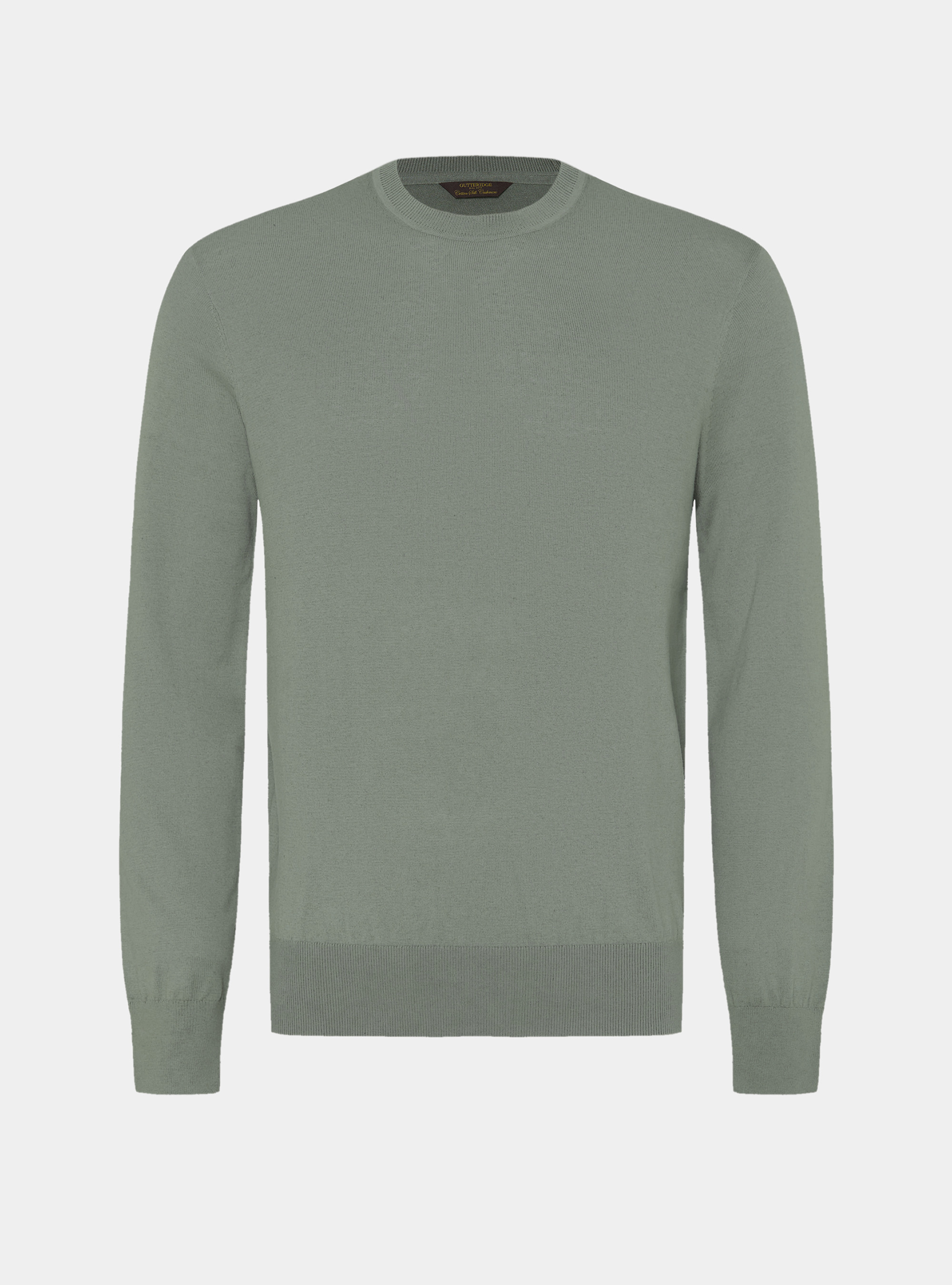 Maglia girocollo in cotone seta e cashmere, VERDE SALVIA 0604C