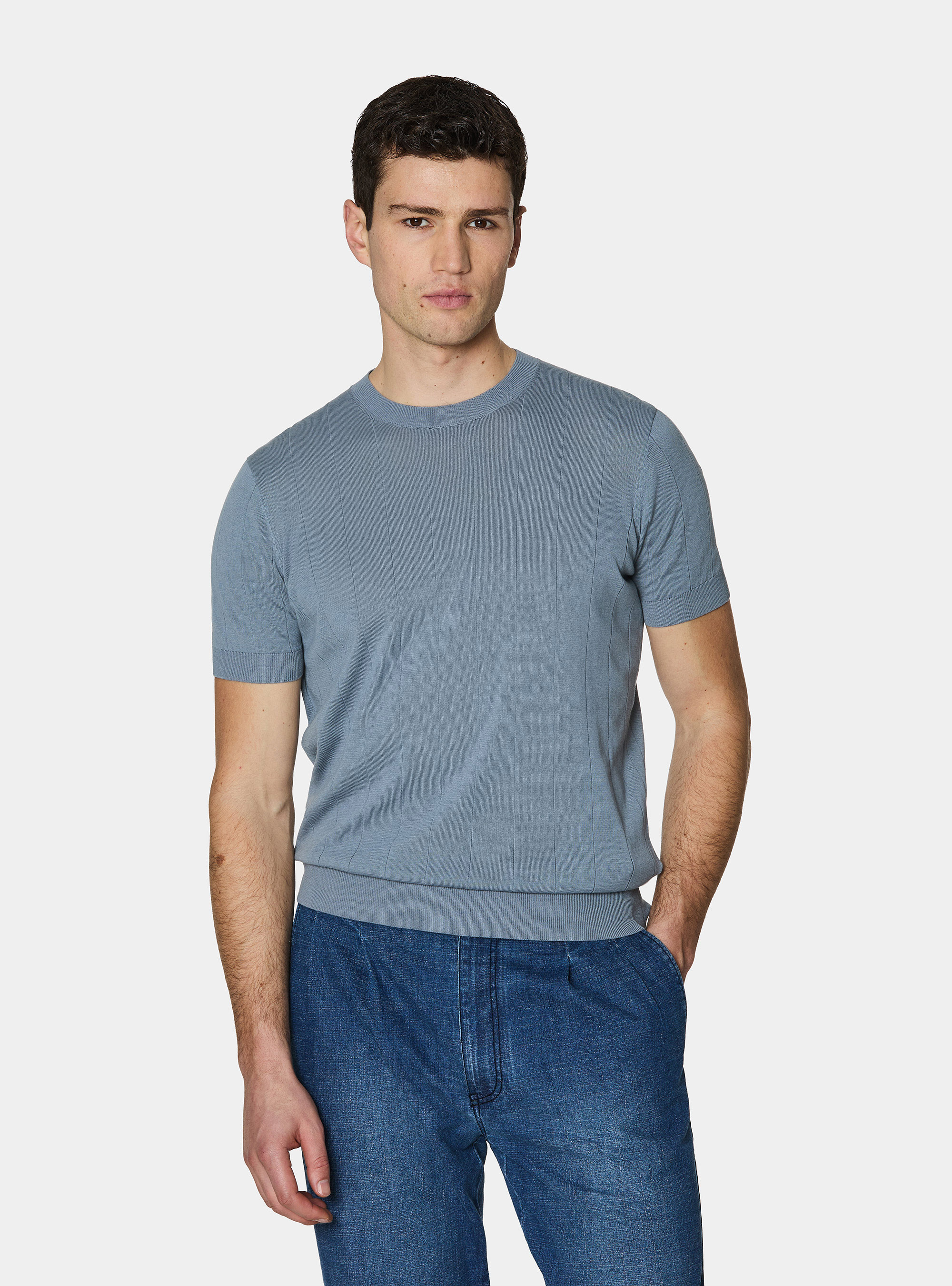 Maglia in puro cotone costa piatta, AVIO 0292C