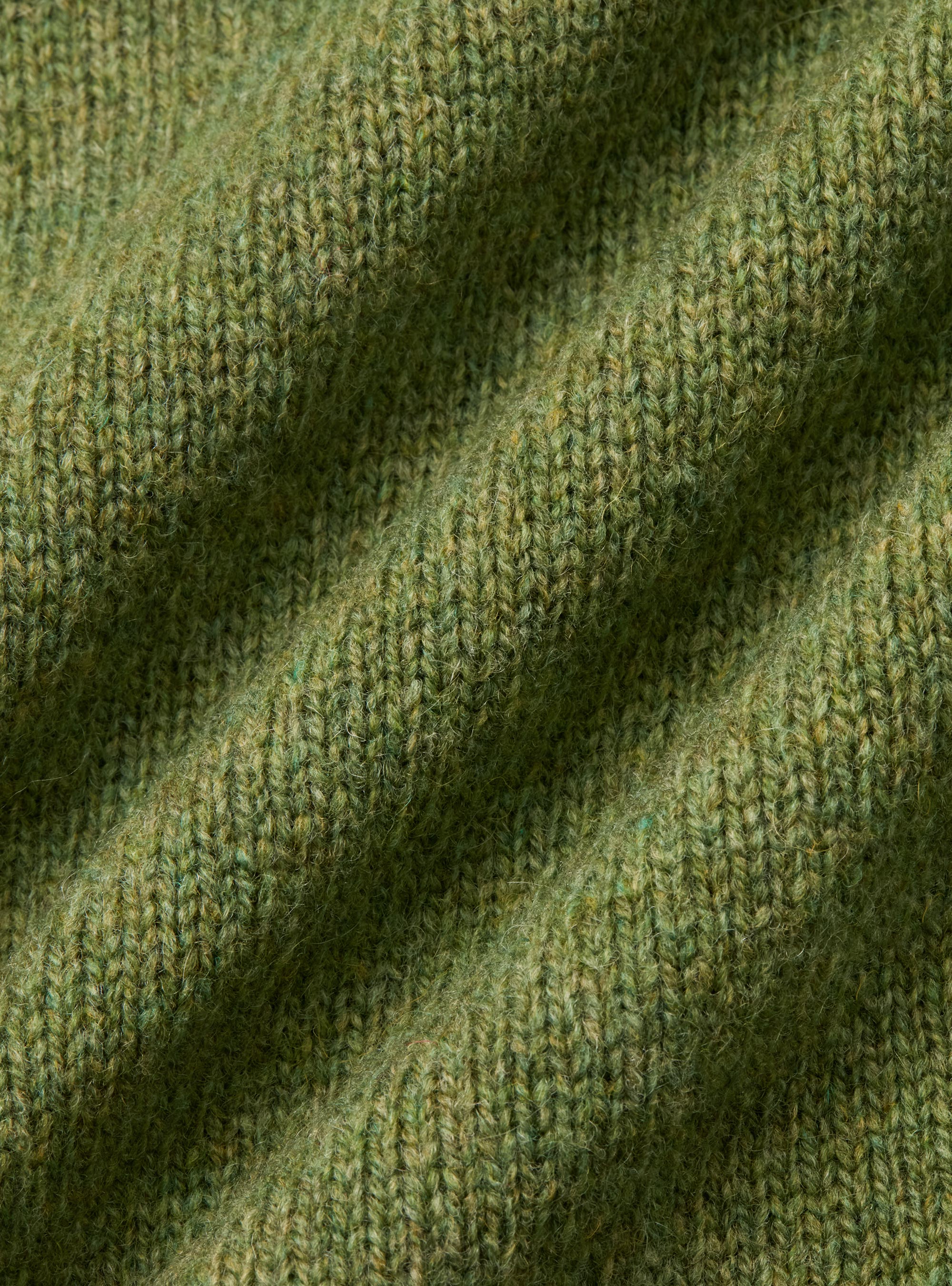 Shetland wool crew-neck sweater, OLIVE