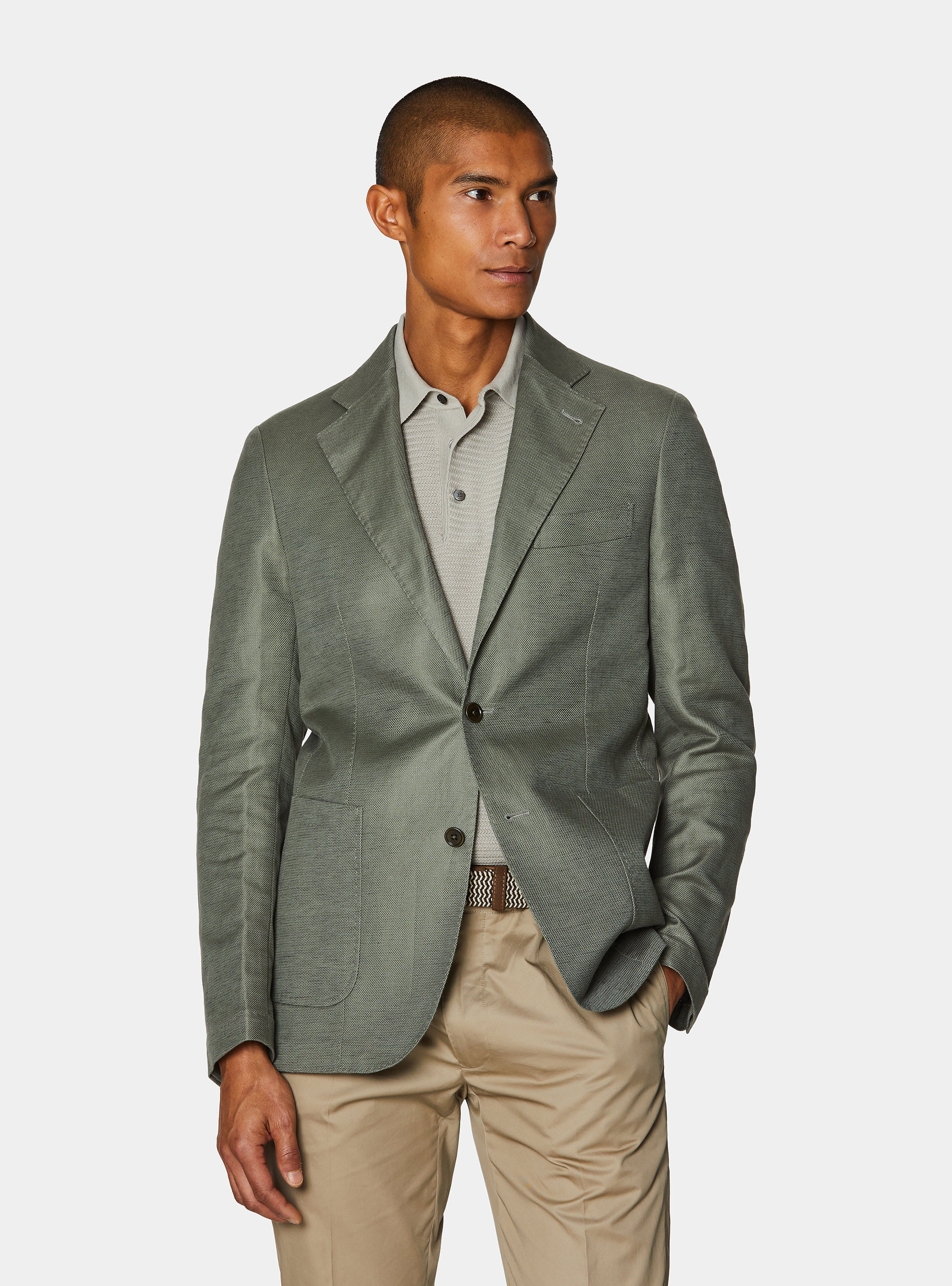 Giacca in cotone e lino, SALVIA 0602C