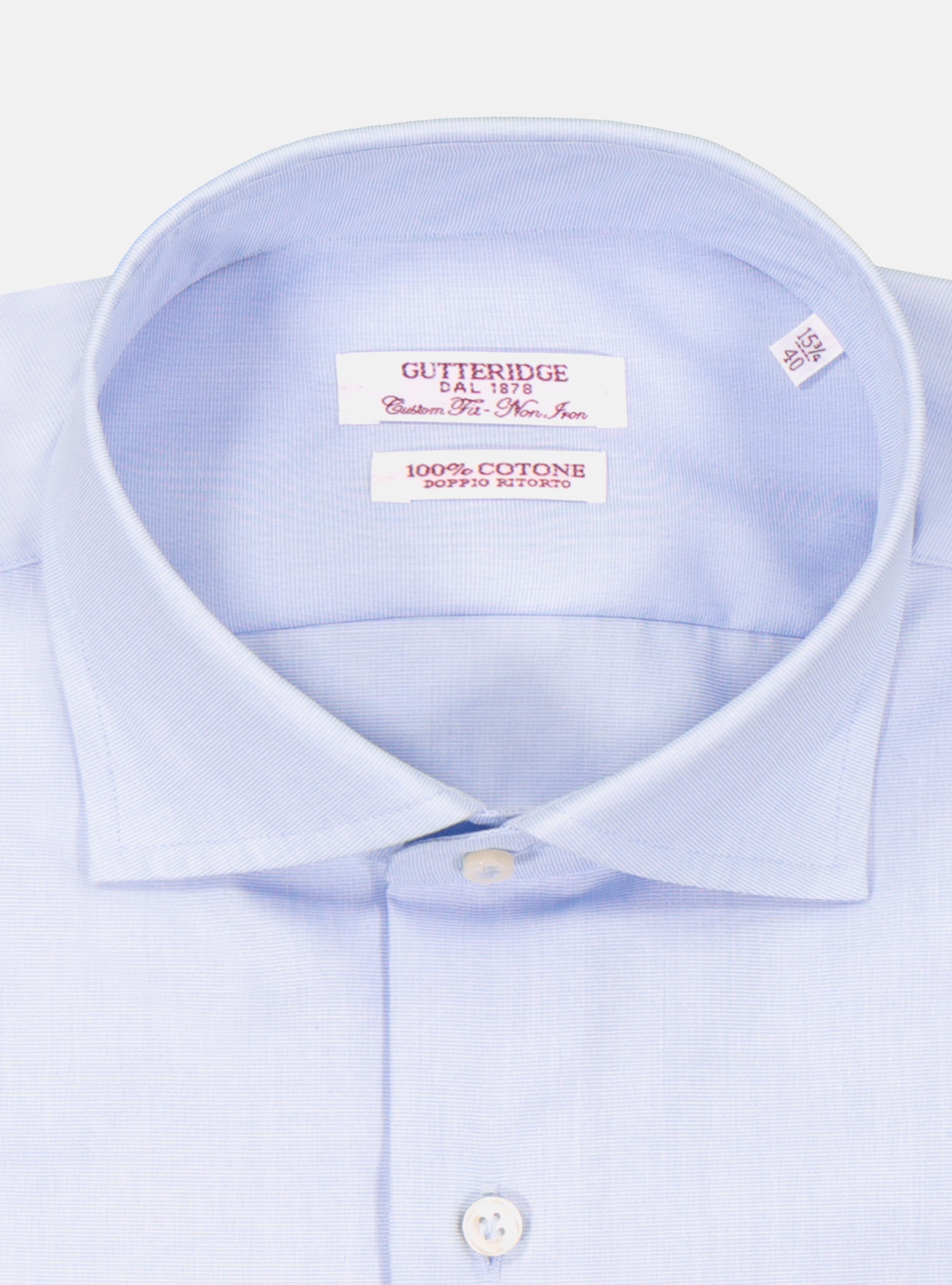 Camicia comfort fit classica in cotone fil a fil no iron, AZZURRO